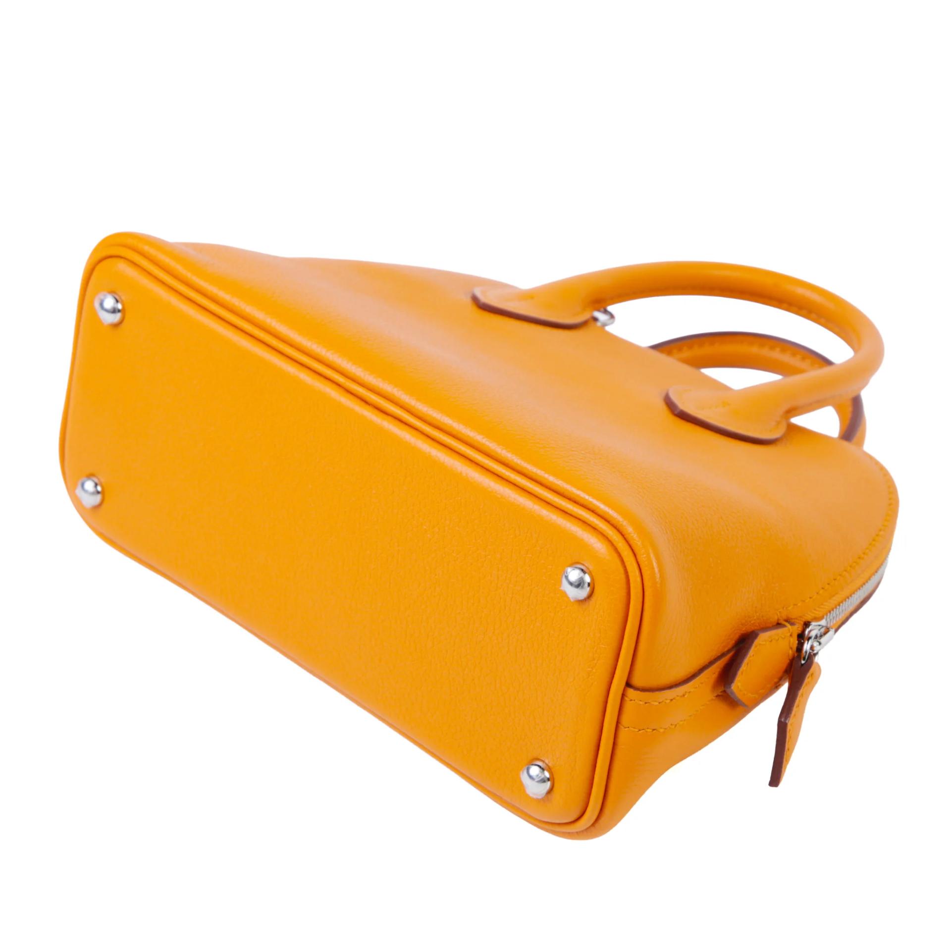 未使用保存品 HERMÈS 愛馬仕 Mini Bolide 1923 I9 杏黃色 Apricot Evercolor皮 銀扣 K刻 2025年 - 7