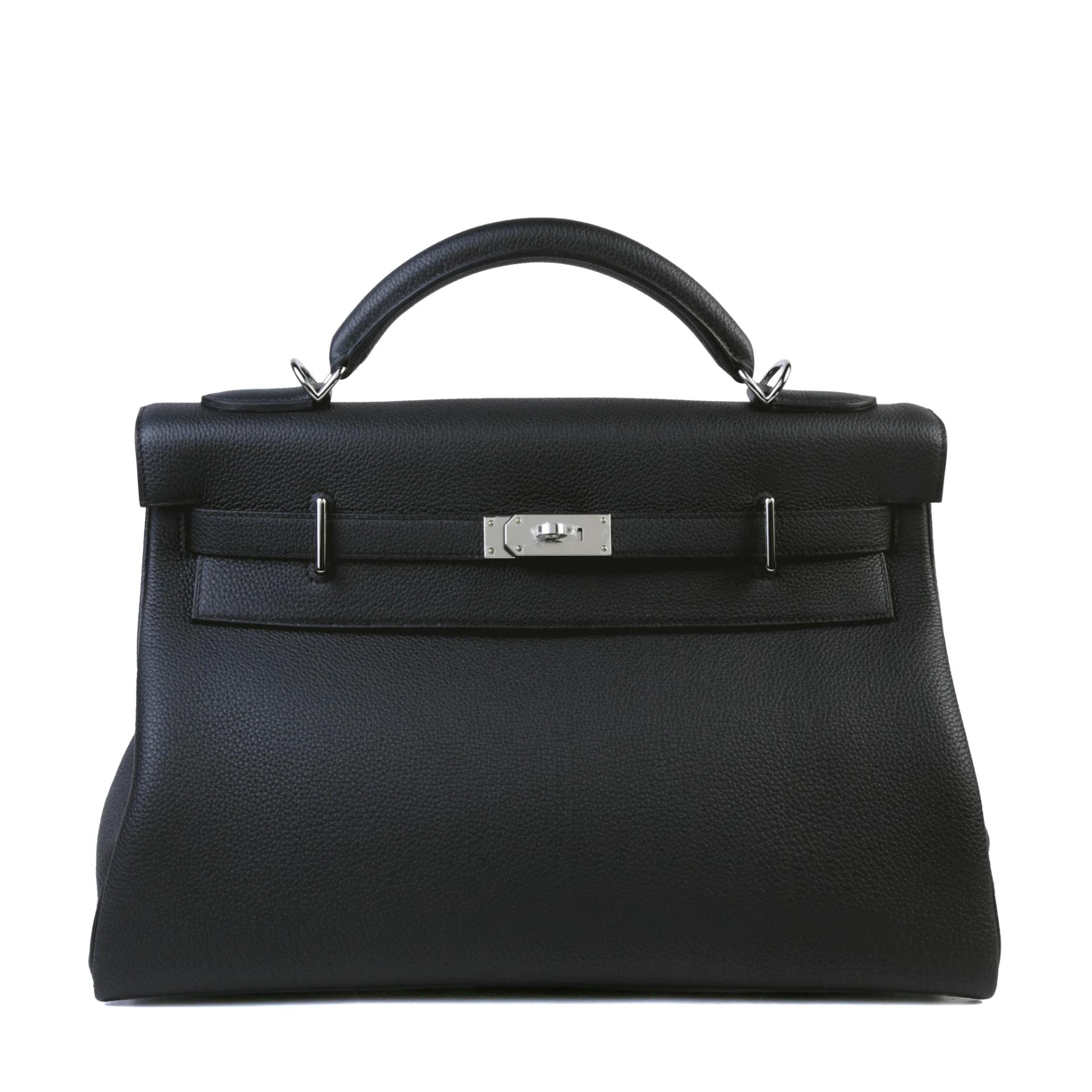 未使用保存品 HERMÈS 愛馬仕 Kelly 42 Maxi 89 黑色 Noir (Black) Togo小牛皮 銀扣 G刻 2026年 - 1