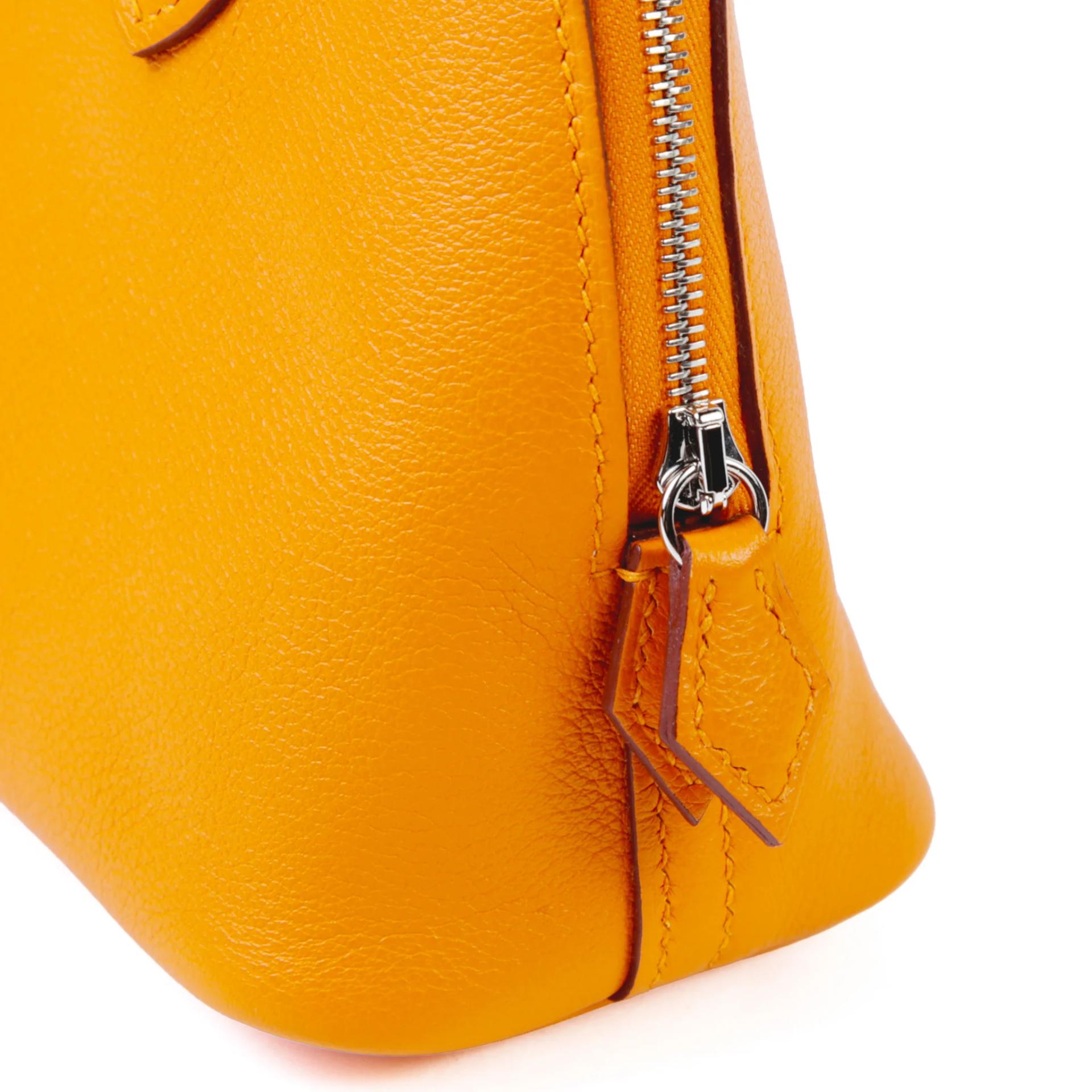 未使用保存品 HERMÈS 愛馬仕 Mini Bolide 1923 I9 杏黃色 Apricot Evercolor皮 銀扣 K刻 2025年 - 8