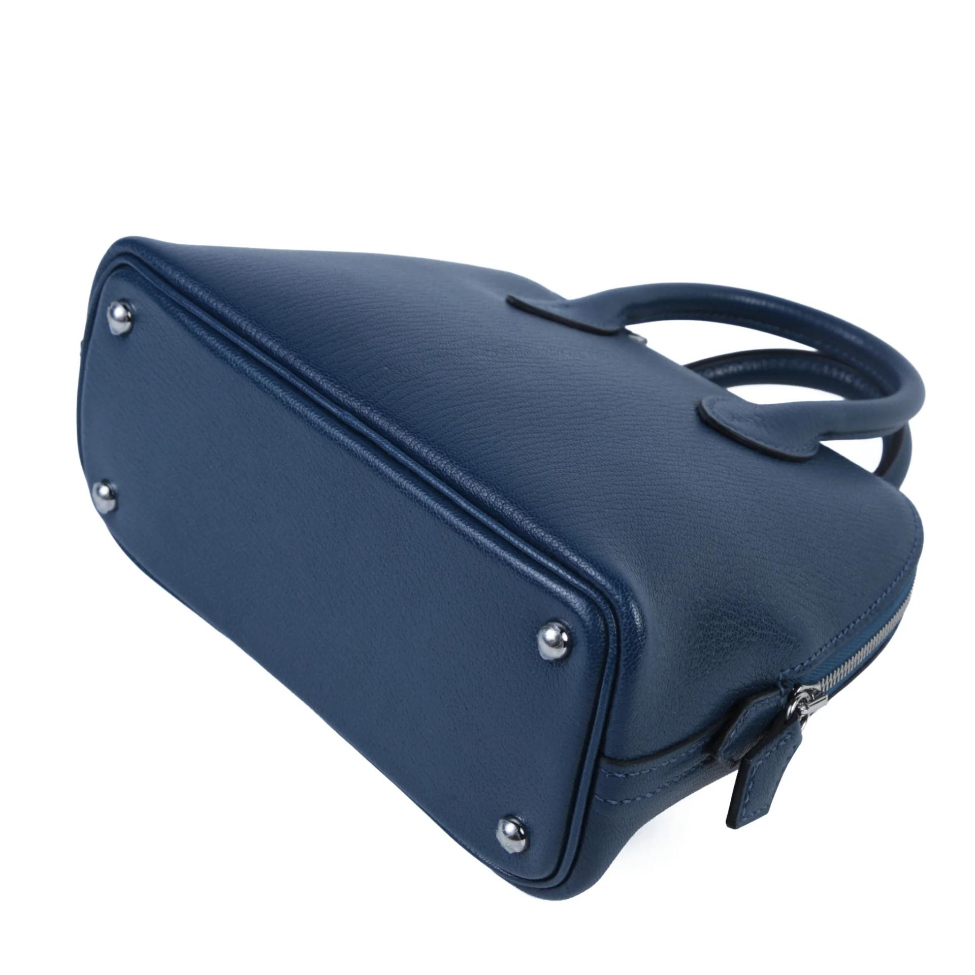 全新 HERMÈS 愛馬仕 Mini Bolide 1923 S4 深邃藍 Deep Blue Chevre山羊皮 銀扣 K刻 2025年 - 7