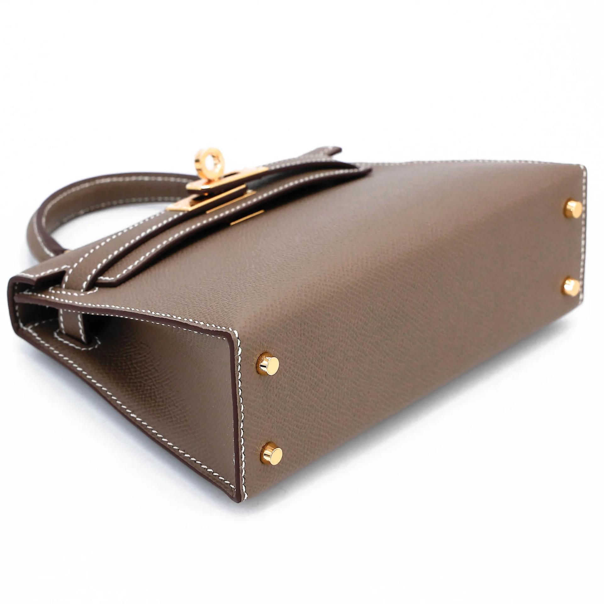 全新 HERMÈS 愛馬仕 Mini Kelly 二代 18 大象灰 Etoupe Epsom牛皮 金扣 G刻 2026年 - 5