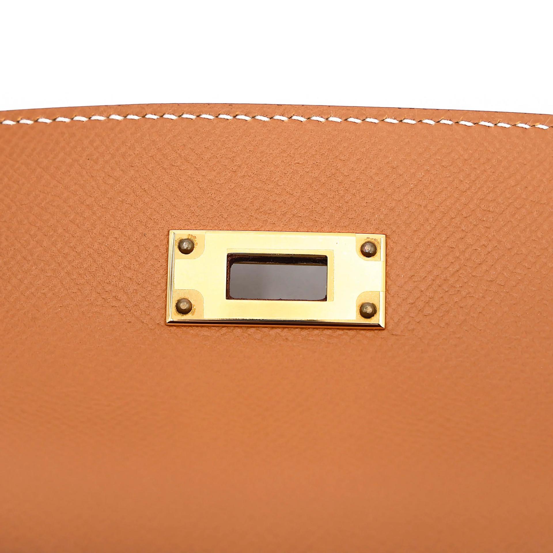 未使用保存品 HERMÈS 愛馬仕 Kelly 28 外縫 37 金棕色 Gold Epsom牛皮 金扣 Y刻 2020年 - 16