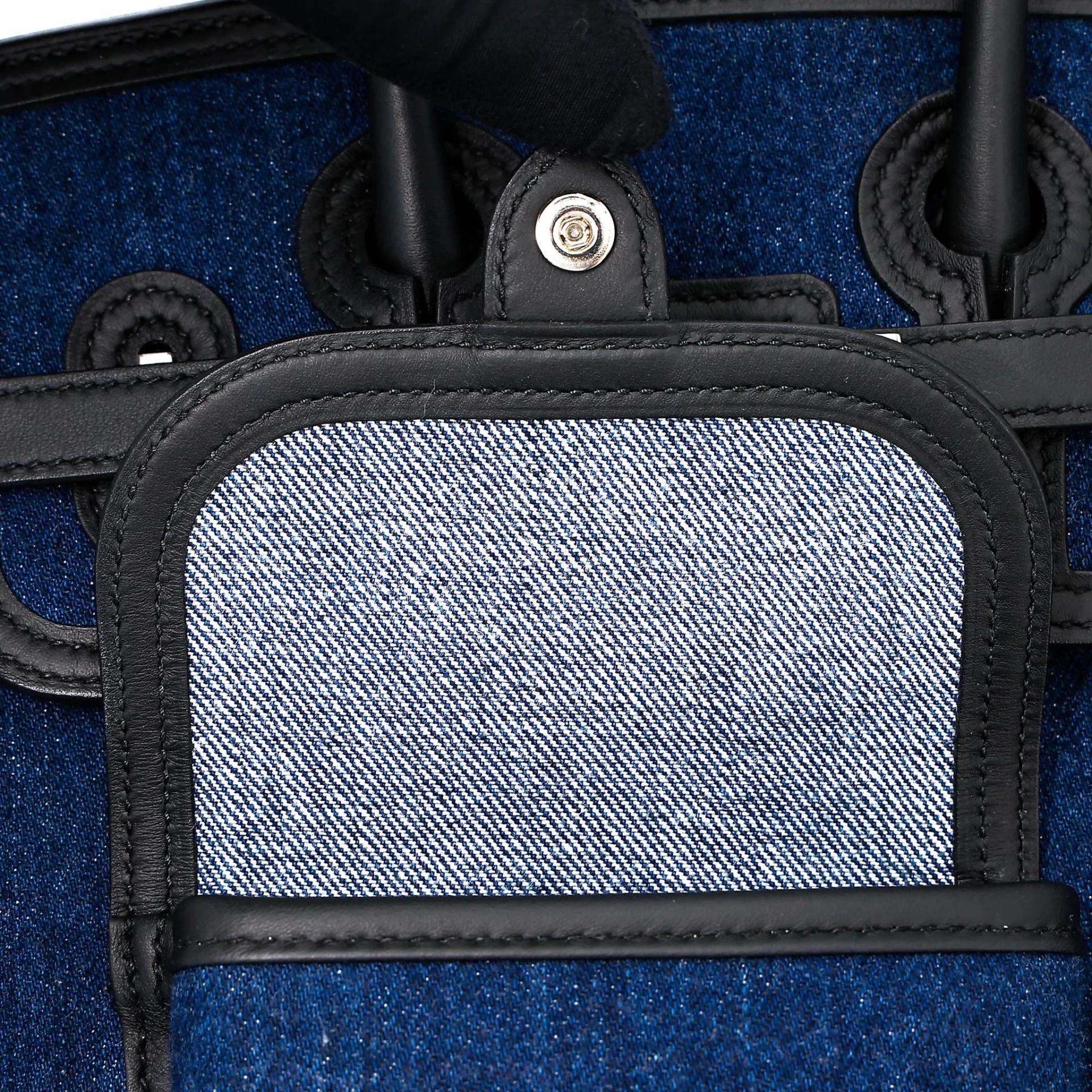 Brand New ( Rank N ) HERMÈS Limited Edition Birkin Cargo 25 Denim Noir (89) Denim Swift Palladium hardware G (2026) - 8