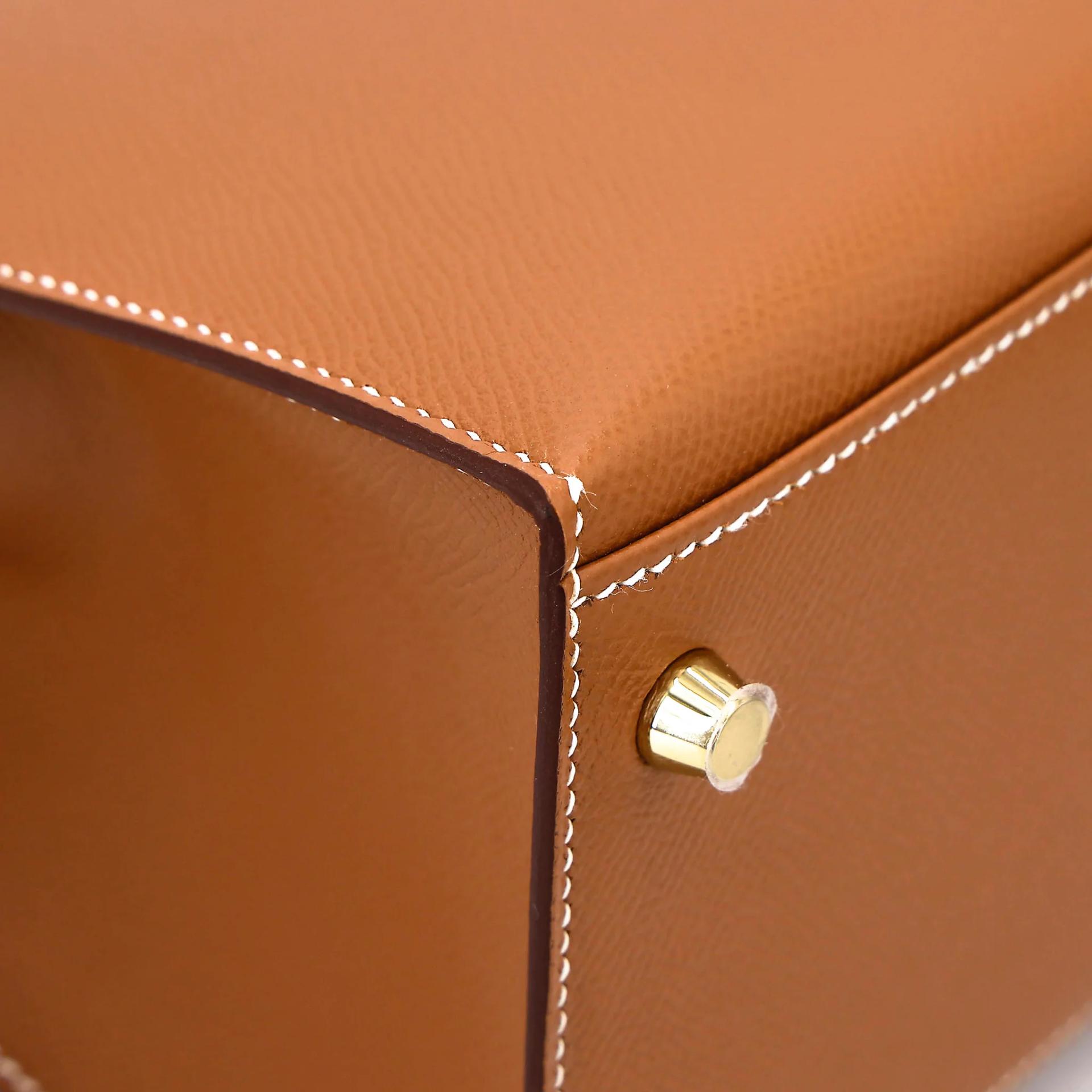 未使用保存品 HERMÈS 愛馬仕 Kelly 28 外縫 37 金棕色 Gold Epsom牛皮 金扣 Y刻 2020年 - 11