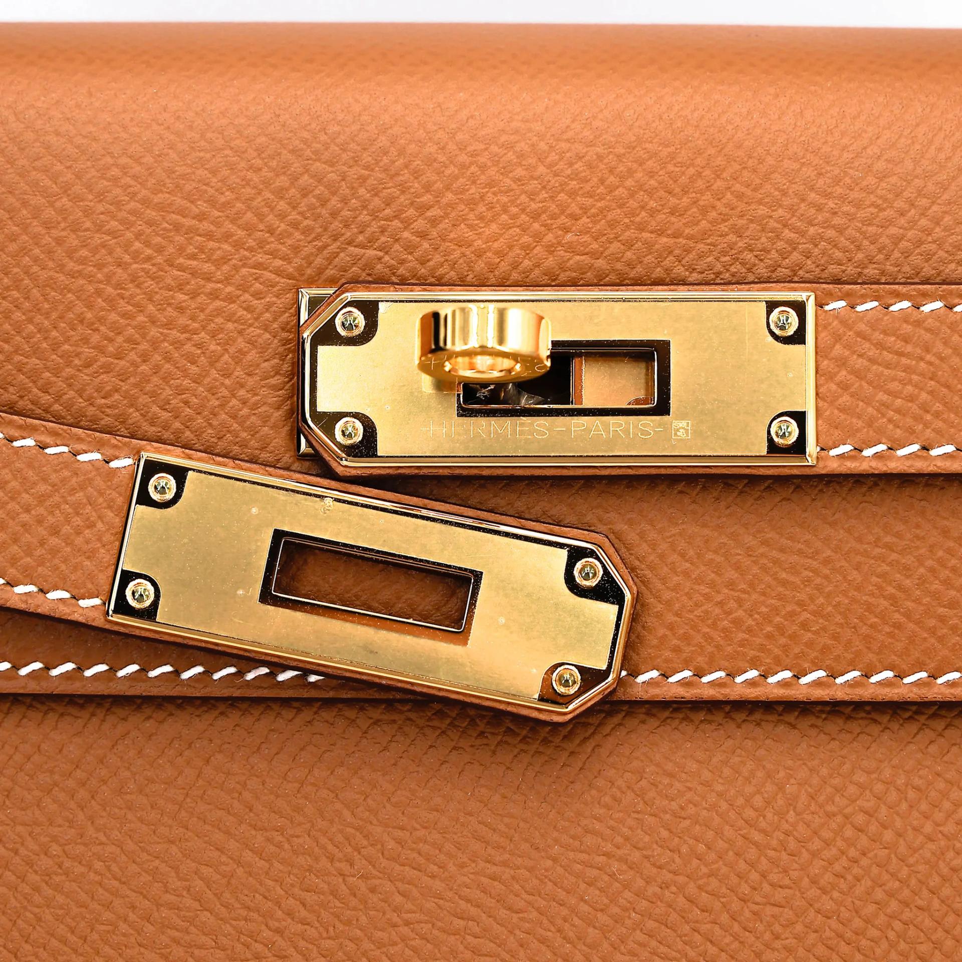 未使用保存品 HERMÈS 愛馬仕 Kelly 28 外縫 37 金棕色 Gold Epsom牛皮 金扣 Y刻 2020年 - 13
