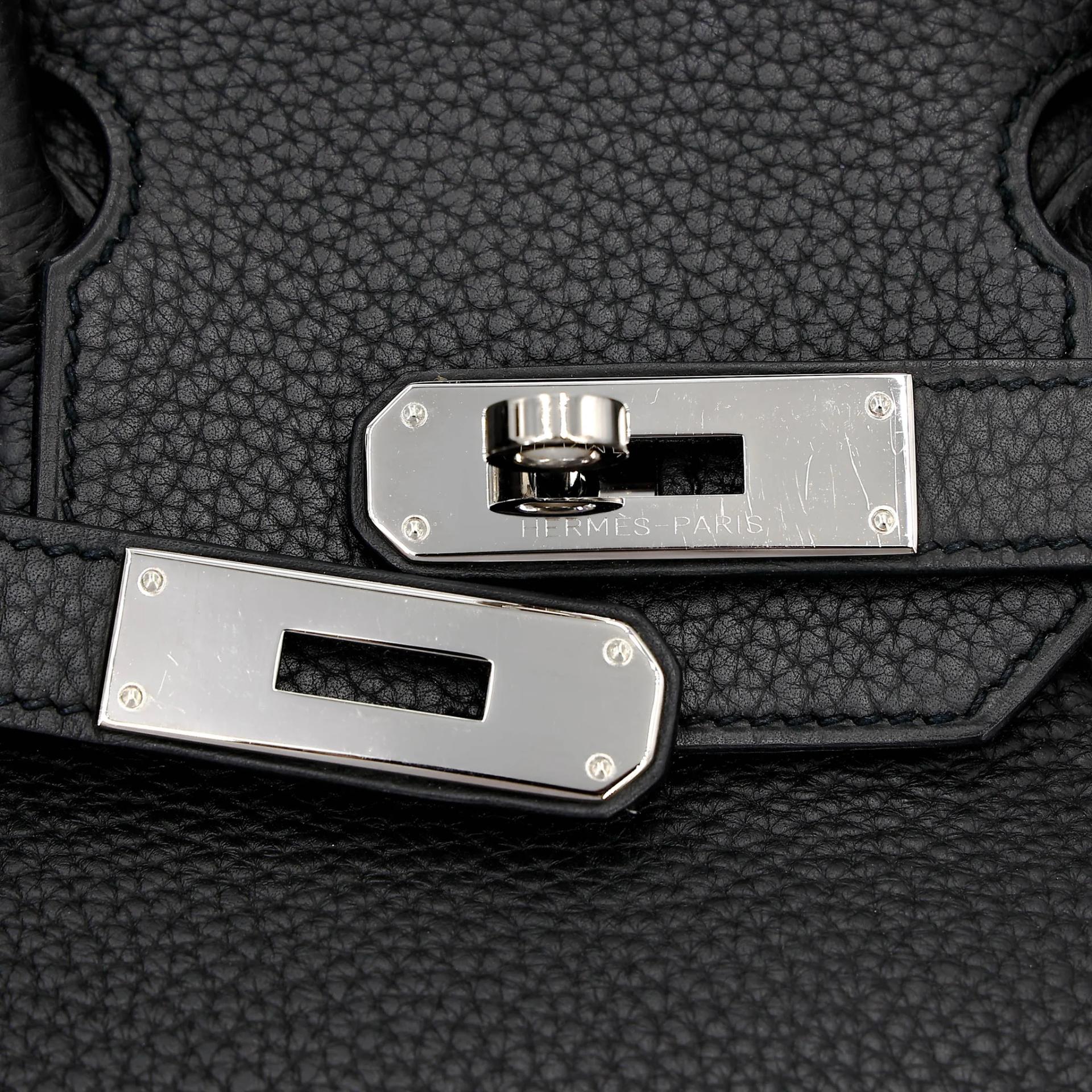 Very Good ( Rank A) HERMÈS Birkin 30 Plomb (8P) Clemence Palladium hardware Square R (2014) - 18