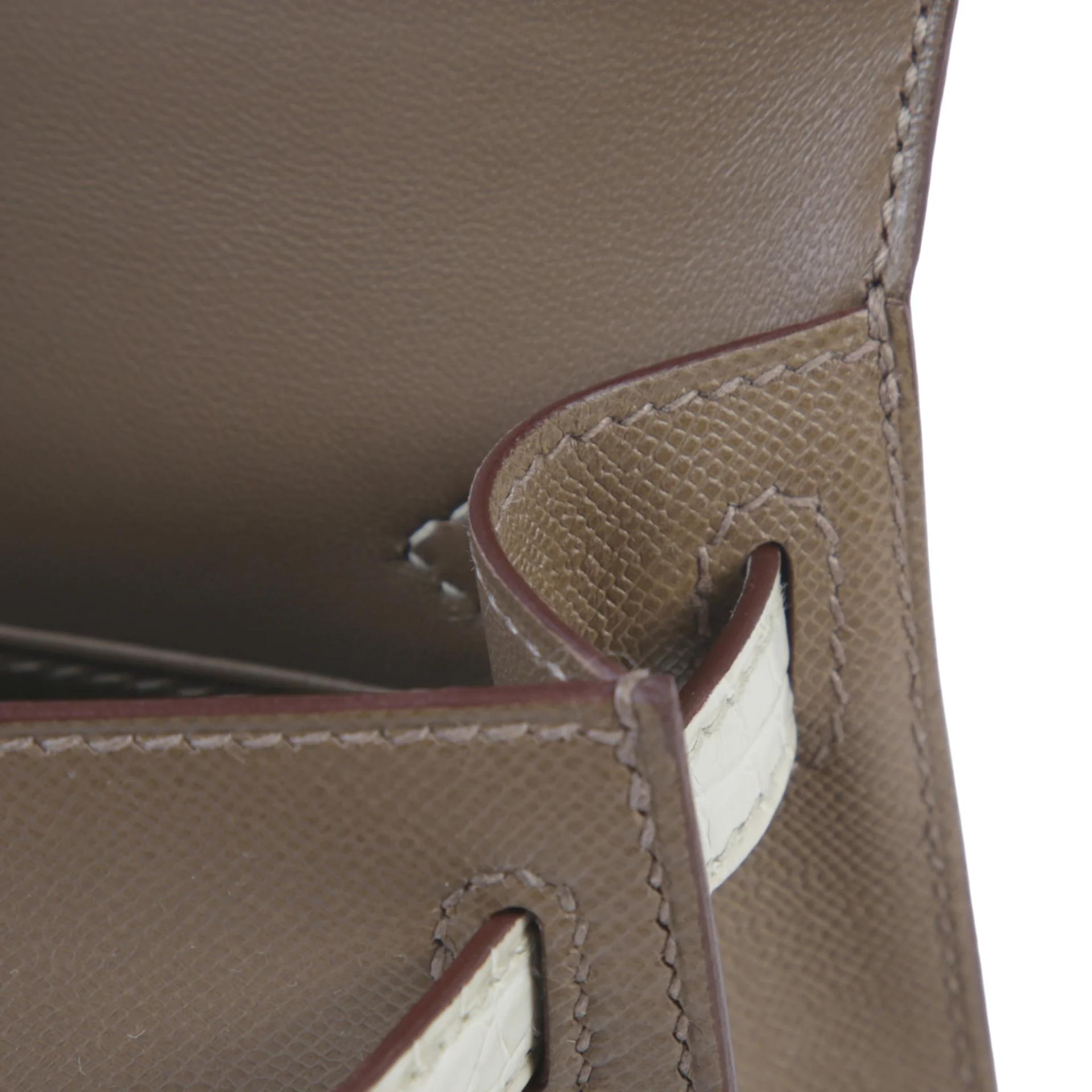 全新 HERMÈS 愛馬仕 Mini Kelly 二代 8L 冰川白 Beton 18 大象灰 Etoupe □ 短吻鱷 霧面 Madame皮 銀扣 K刻 2025年 - 11