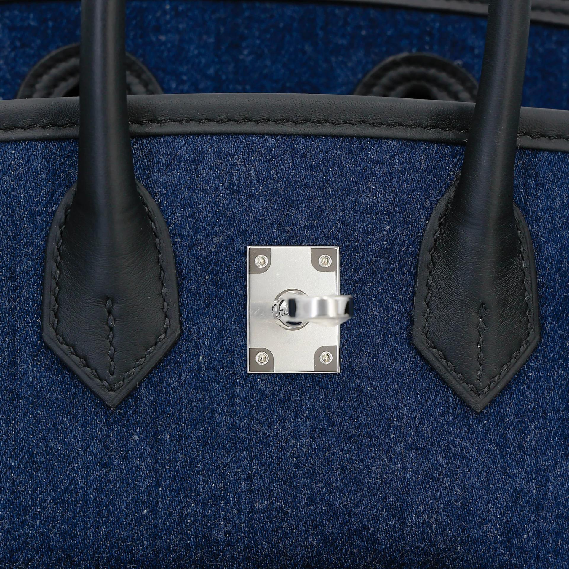 Brand New ( Rank N ) HERMÈS Limited Edition Birkin Cargo 25 Denim Noir (89) Denim Swift Palladium hardware G (2026) - 13