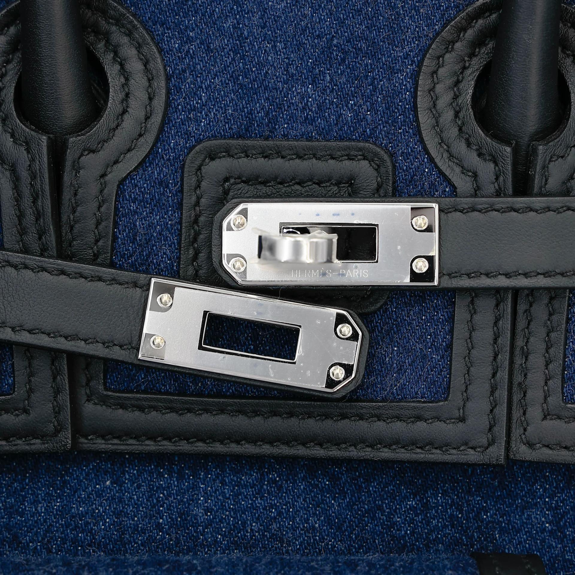 Brand New ( Rank N ) HERMÈS Limited Edition Birkin Cargo 25 Denim Noir (89) Denim Swift Palladium hardware G (2026) - 11