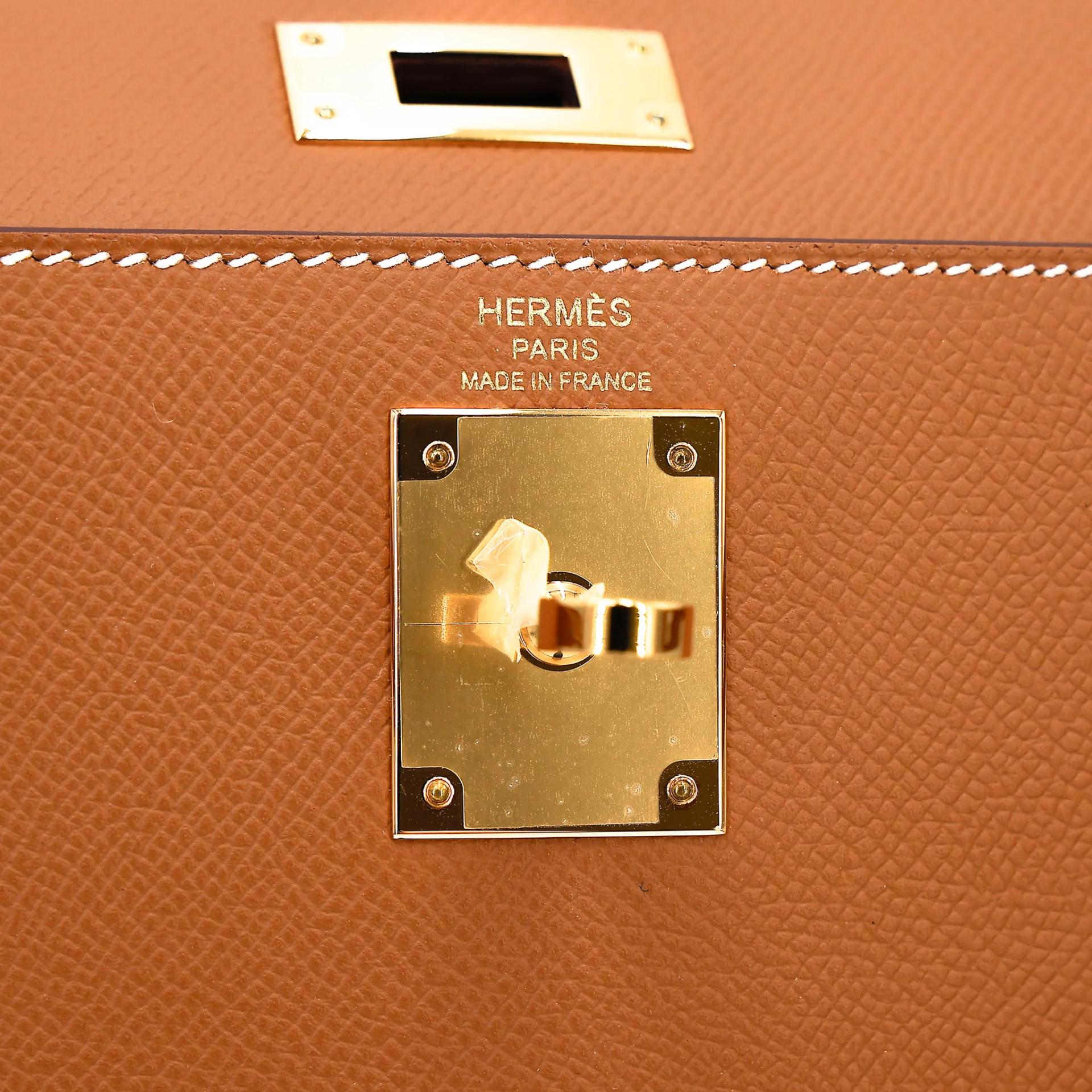 未使用保存品 HERMÈS 愛馬仕 Kelly 28 外縫 37 金棕色 Gold Epsom牛皮 金扣 Y刻 2020年 - 18