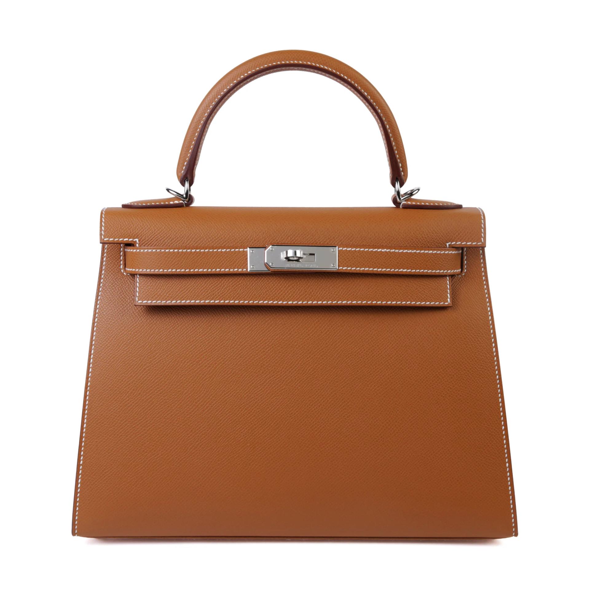 全新 HERMÈS 愛馬仕 Kelly 28 外縫 37 金棕色 Gold Epsom牛皮 銀扣 K刻 2025年 - 1