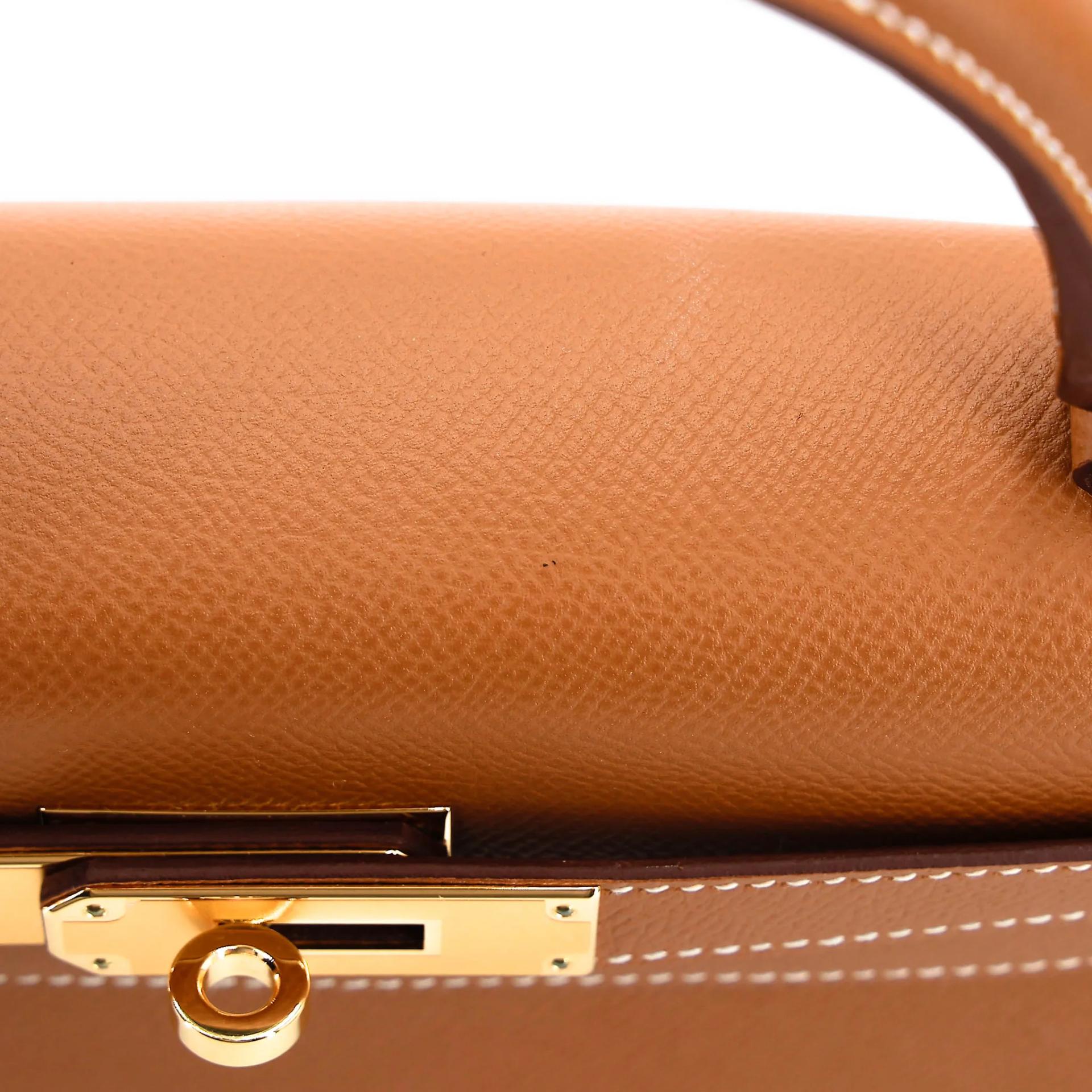 未使用保存品 HERMÈS 愛馬仕 Kelly 28 外縫 37 金棕色 Gold Epsom牛皮 金扣 Y刻 2020年 - 12