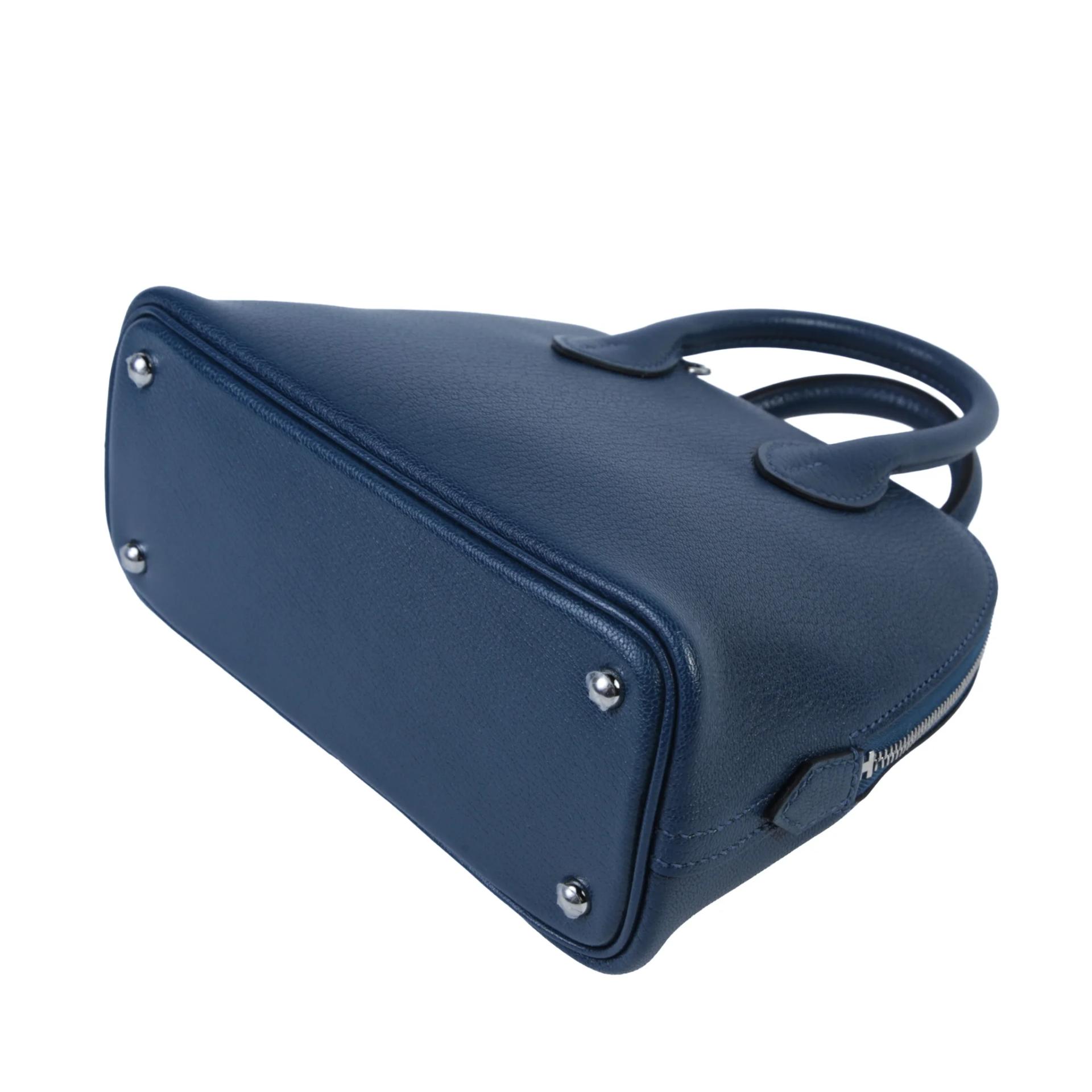 全新 HERMÈS 愛馬仕 Mini Bolide 1923 S4 深邃藍 Deep Blue Chevre山羊皮 銀扣 K刻 2025年 - 5