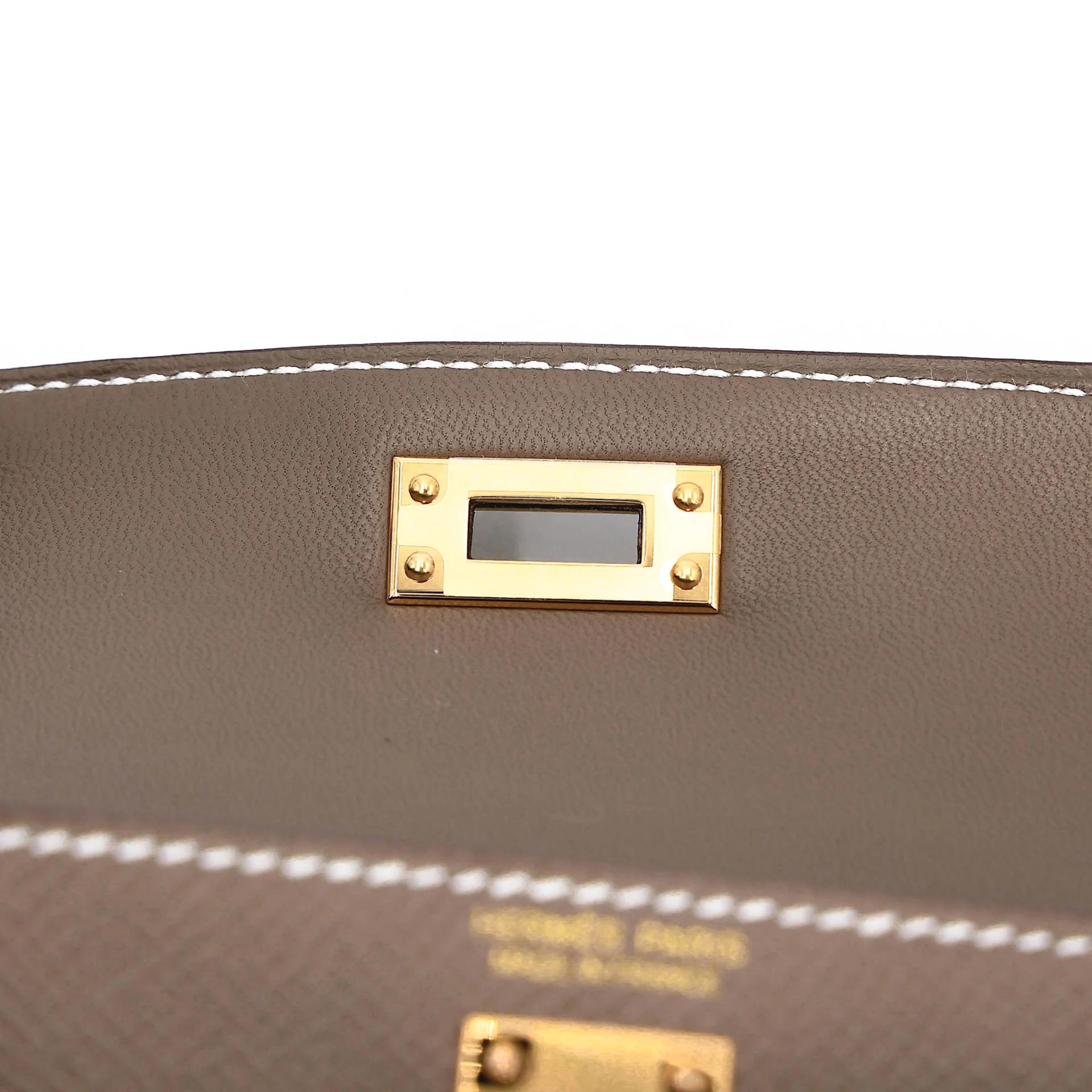全新 HERMÈS 愛馬仕 Mini Kelly 二代 18 大象灰 Etoupe Epsom牛皮 金扣 G刻 2026年 - 11