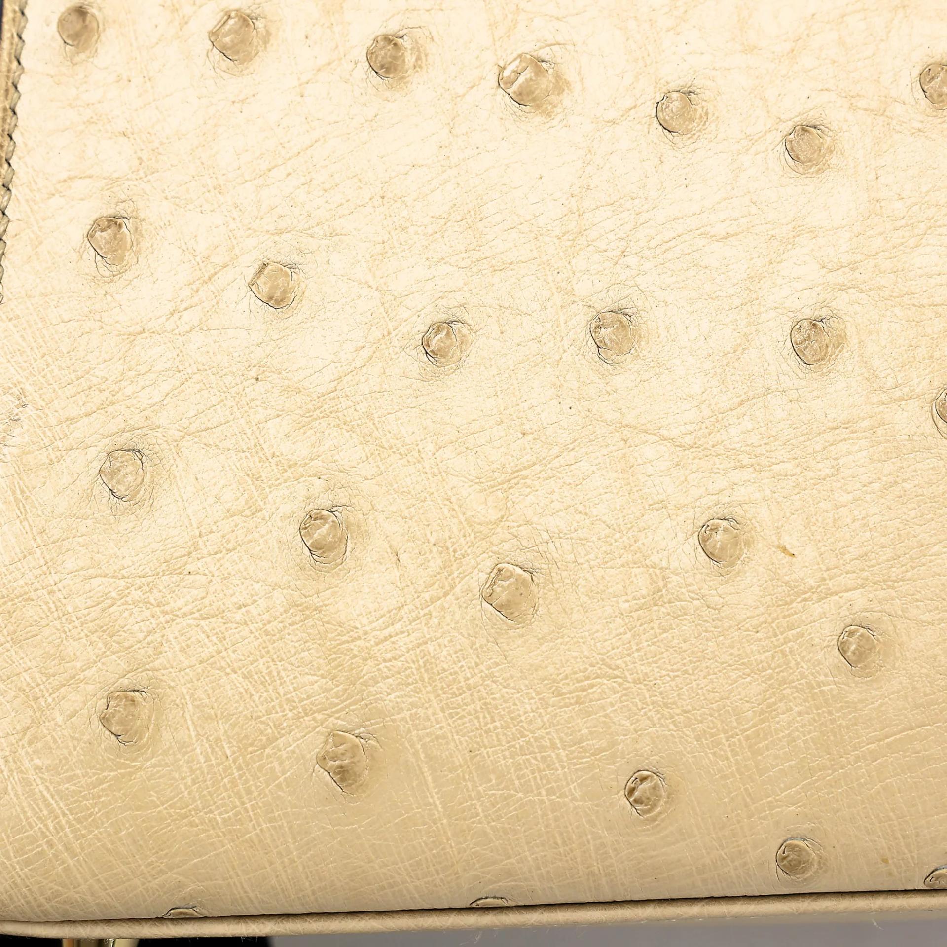 SA超美品 HERMÈS 愛馬仕 Kelly 25 外縫 3C 羊毛白 Parchemin 鴕鳥皮 金扣 X刻 2016年 - 12