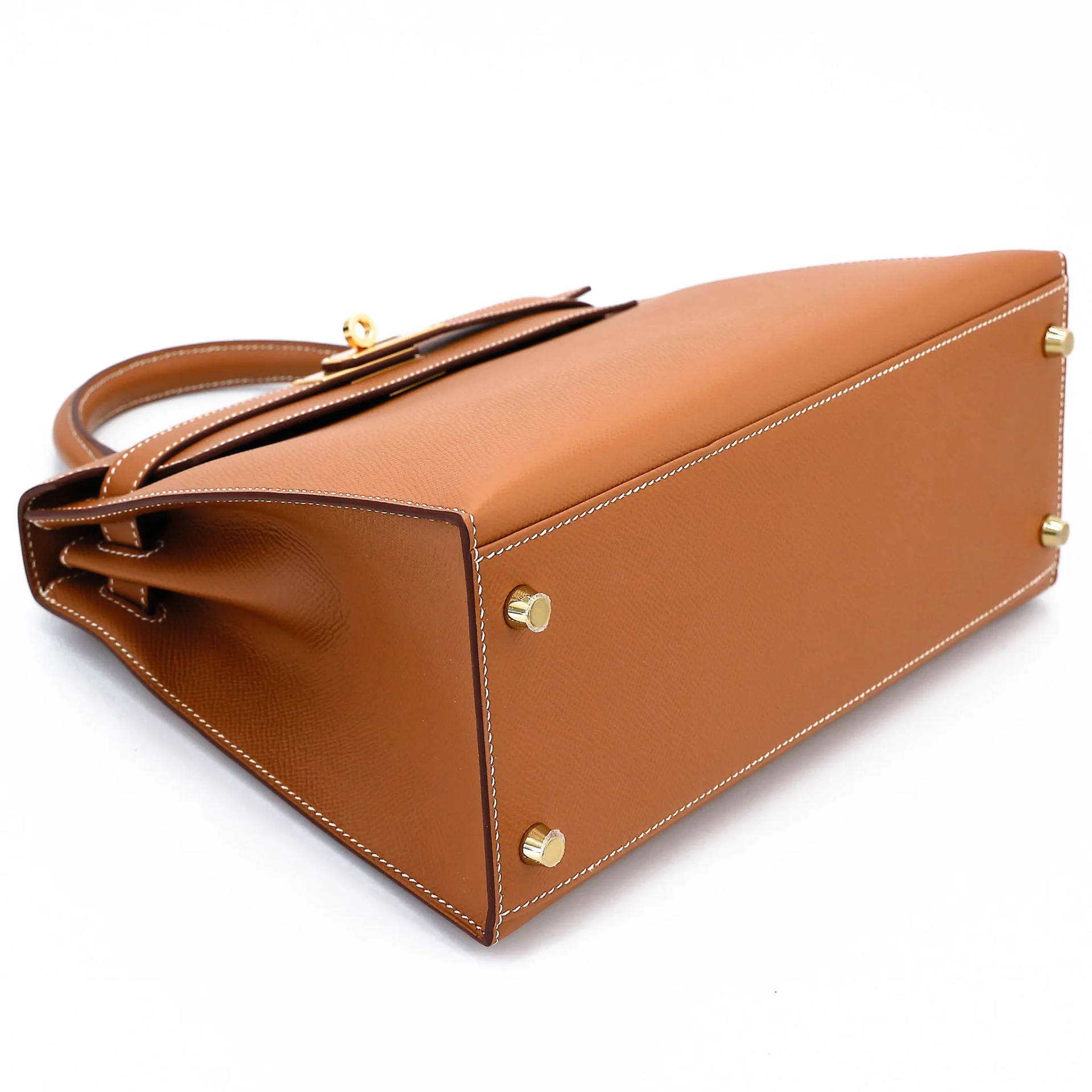 未使用保存品 HERMÈS 愛馬仕 Kelly 28 外縫 37 金棕色 Gold Epsom牛皮 金扣 Y刻 2020年 - 5
