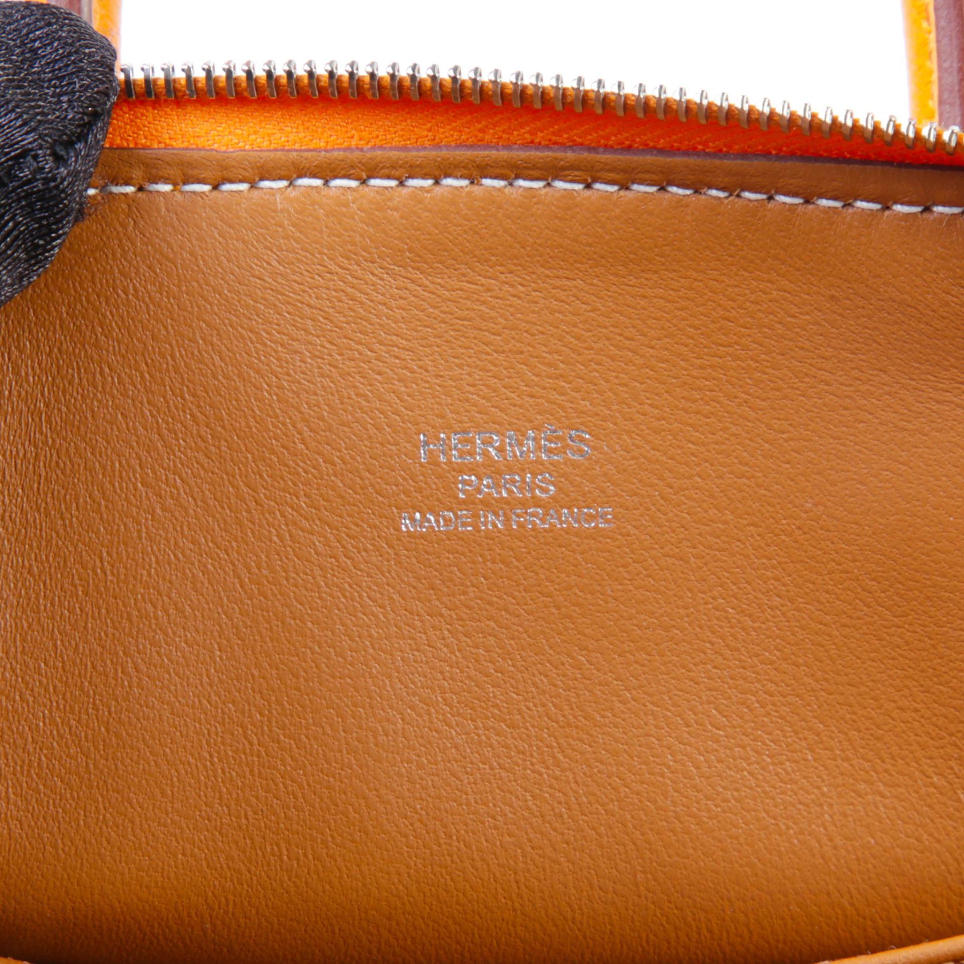 未使用保存品 HERMÈS 愛馬仕 Mini Bolide 1923 I9 杏黃色 Apricot Evercolor皮 銀扣 K刻 2025年 - 9