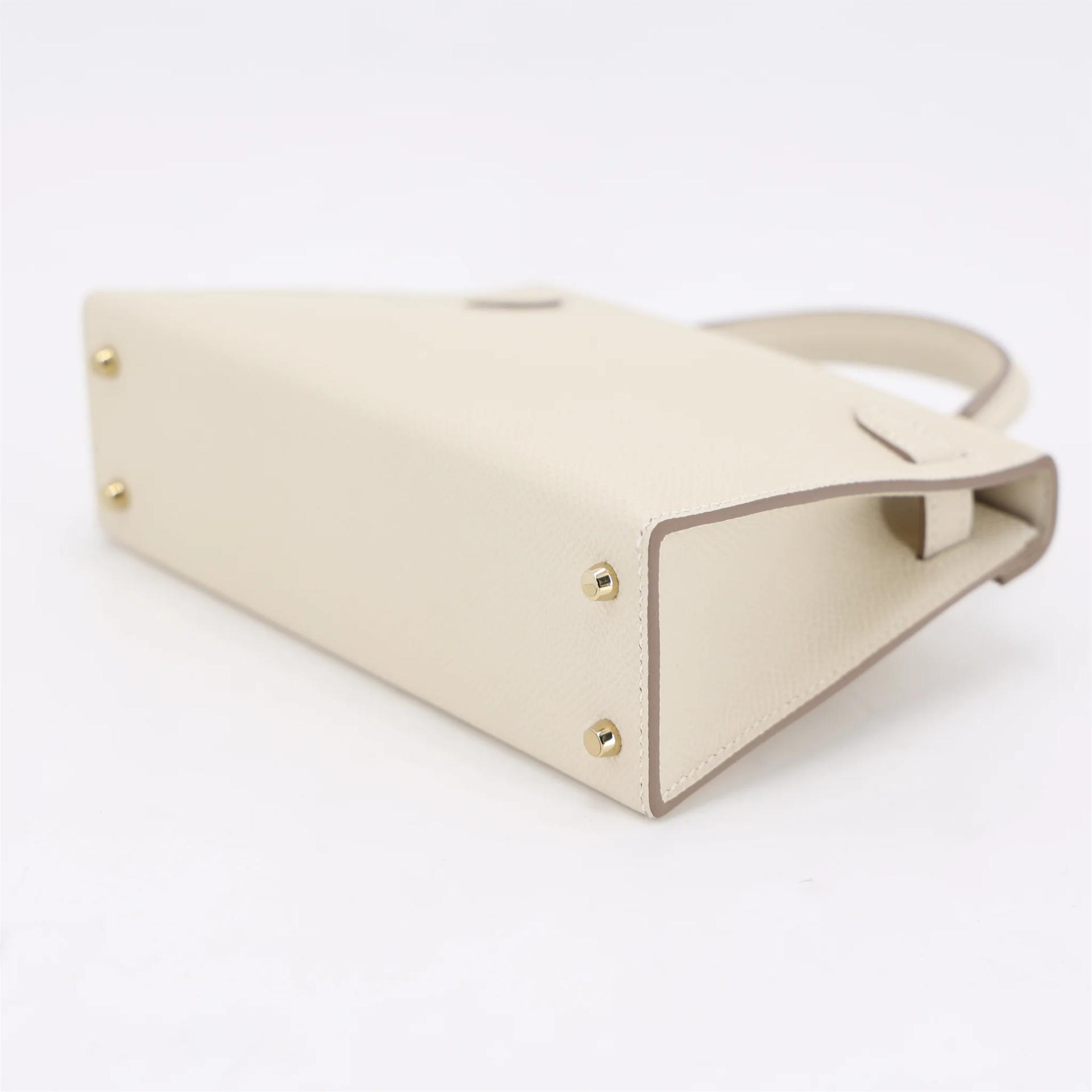 未使用保存品 HERMÈS 愛馬仕 Mini Kelly 二代 10 奶昔白 Craie Epsom牛皮 香檳金扣 W刻 2024年 - 7