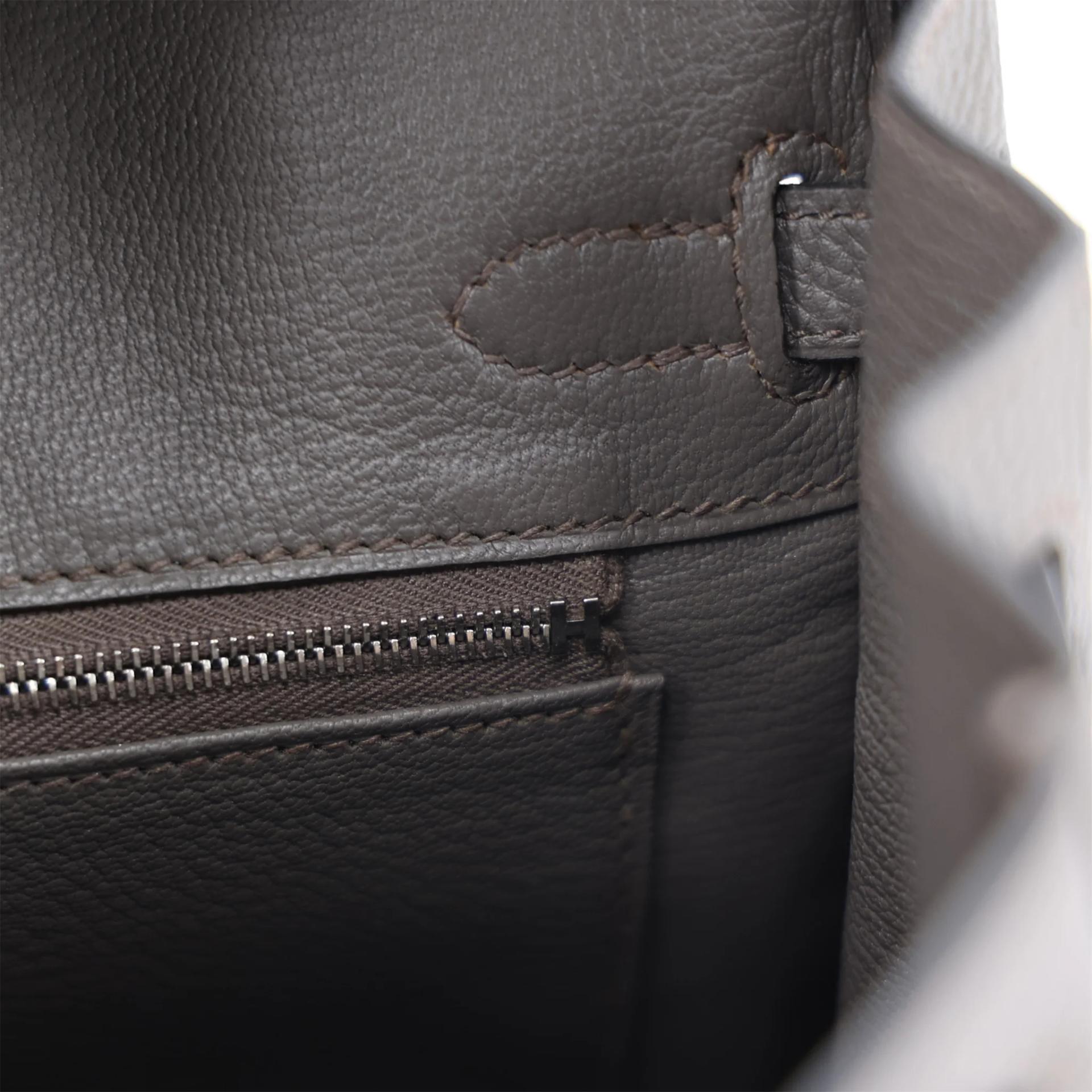 Very Good ( Rank A) HERMÈS Birkin 25 Etain (8F) Togo Palladium hardware D (2019) - 17