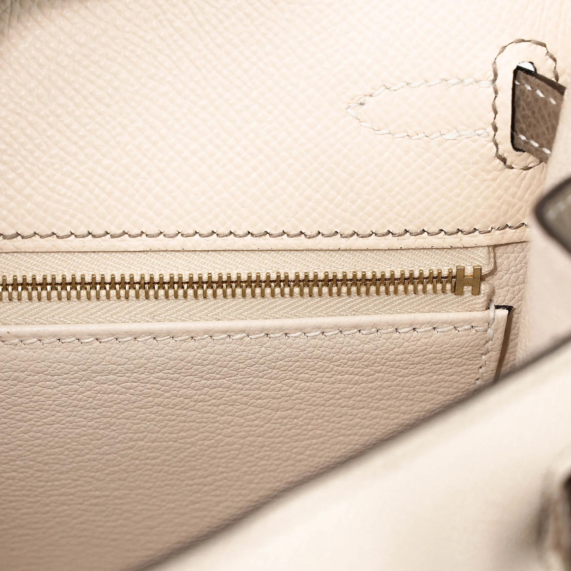 A美品 HERMÈS 愛馬仕 馬蹄印定制 Kelly 25 外縫 HSS 10 奶昔白 Craie M8 銀河灰 Gris Asphalte Epsom牛皮 金扣 U刻 2022年 - 22