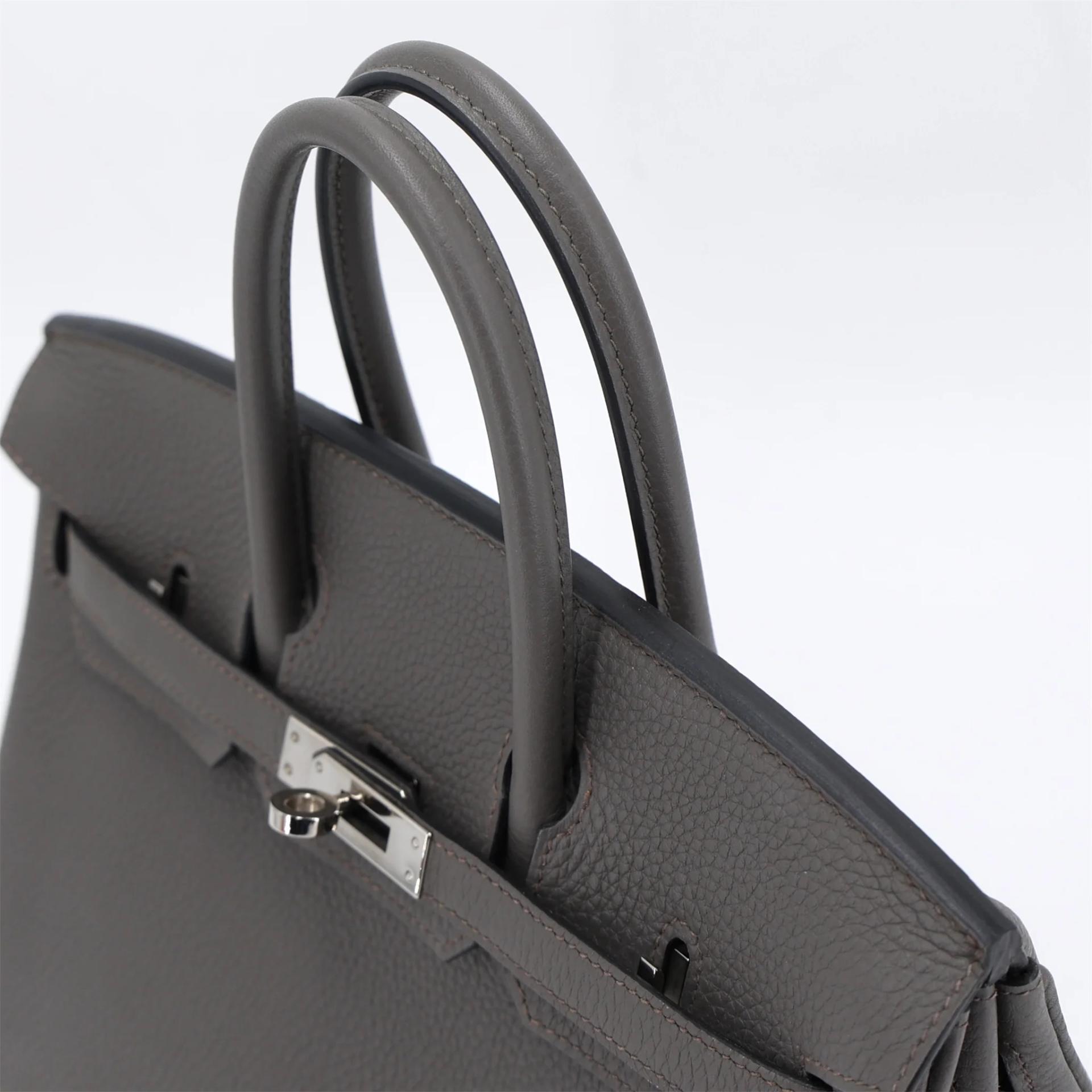 Very Good ( Rank A) HERMÈS Birkin 25 Etain (8F) Togo Palladium hardware D (2019) - 3
