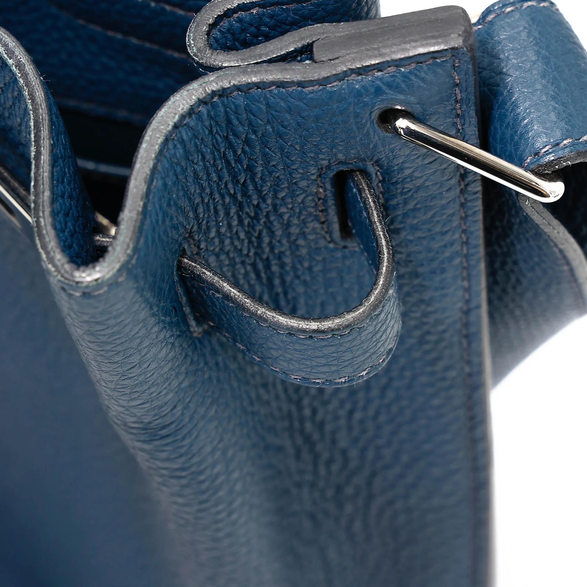 A美品 HERMÈS 愛馬仕 So Kelly 22 7P 普魯士藍 Bleu De Prusse Togo小牛皮 銀扣 □M刻 2009年 - 32