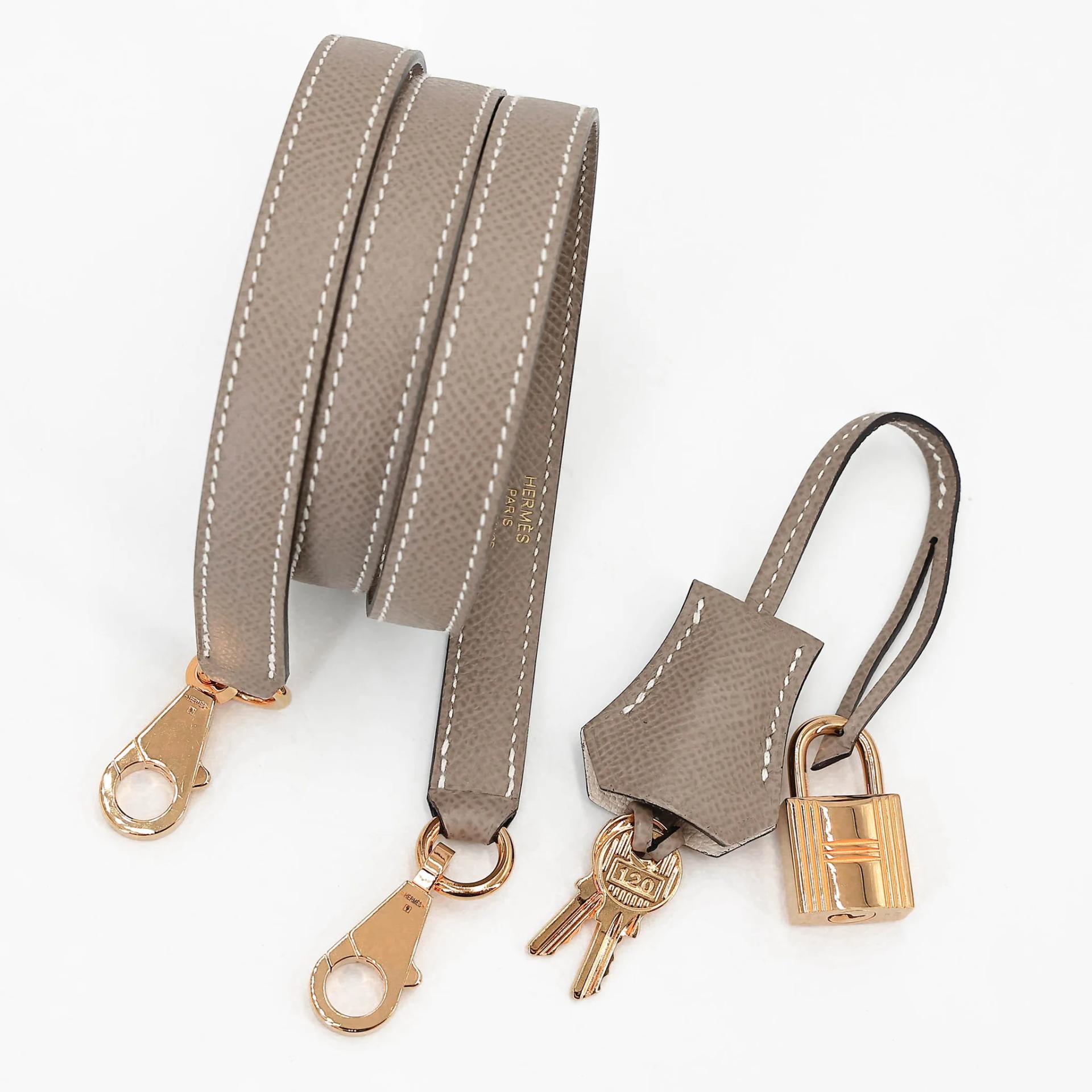 A美品 HERMÈS 愛馬仕 馬蹄印定制 Kelly 25 外縫 HSS 10 奶昔白 Craie M8 銀河灰 Gris Asphalte Epsom牛皮 金扣 U刻 2022年 - 27