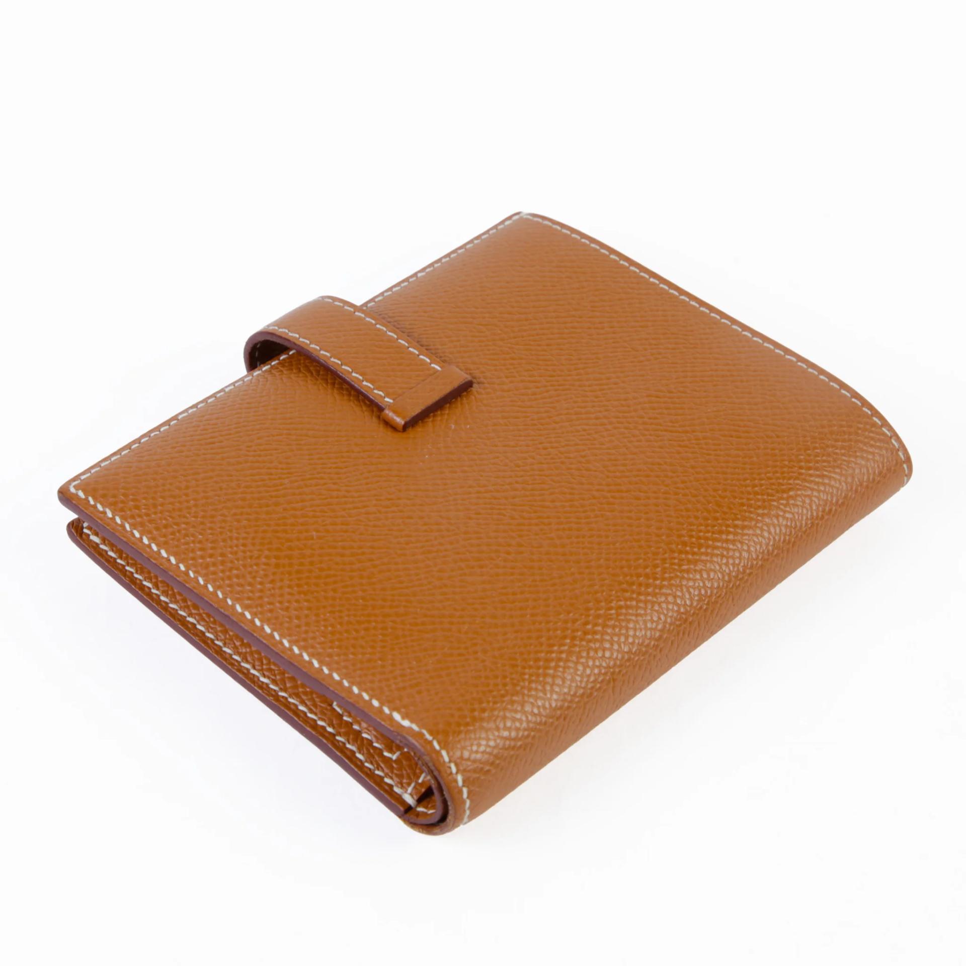 Very Good ( Rank A) HERMÈS Bearn Compact wallet Gold (37) Epsom Palladium hardware W (2024) - 5