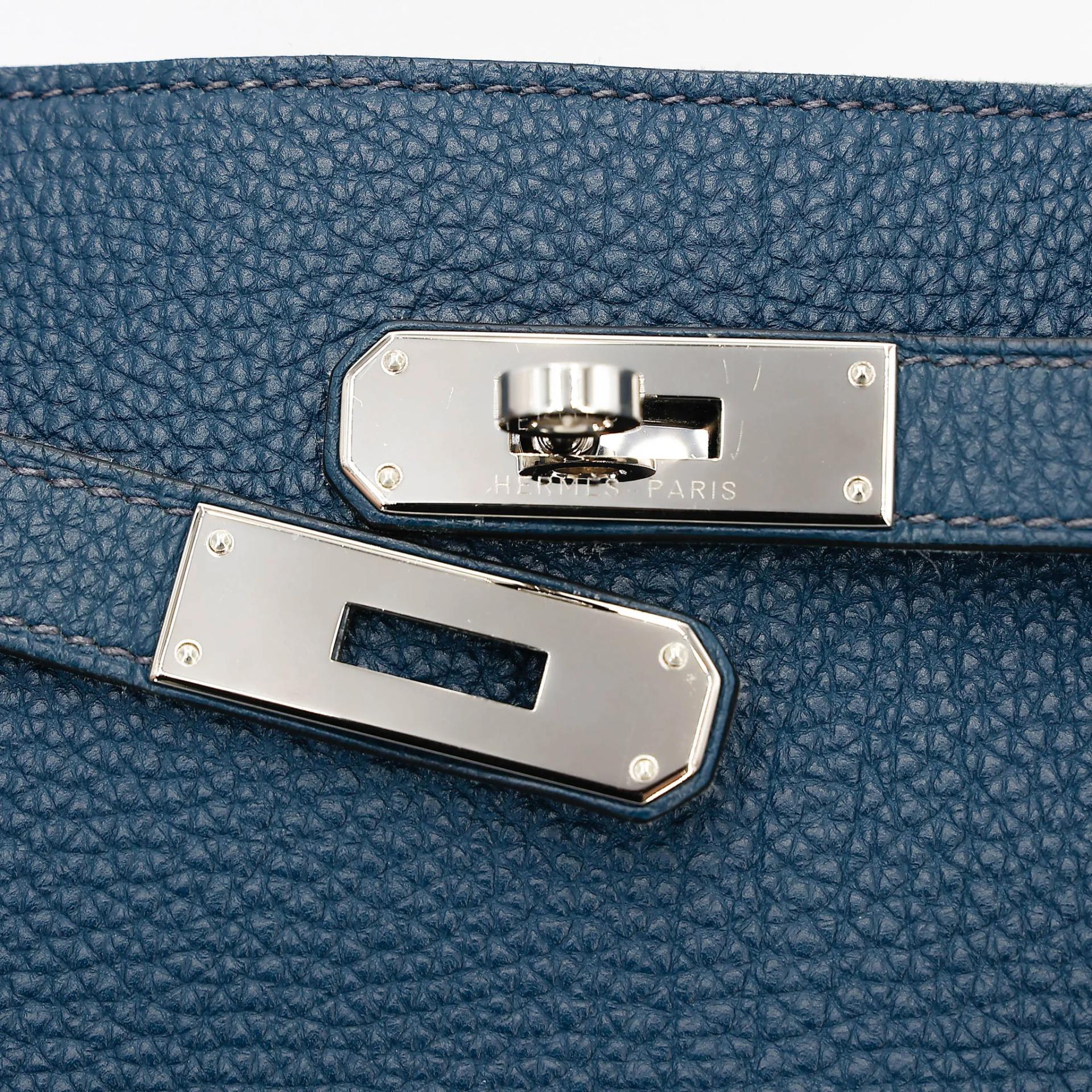 A美品 HERMÈS 愛馬仕 So Kelly 22 7P 普魯士藍 Bleu De Prusse Togo小牛皮 銀扣 □M刻 2009年 - 24