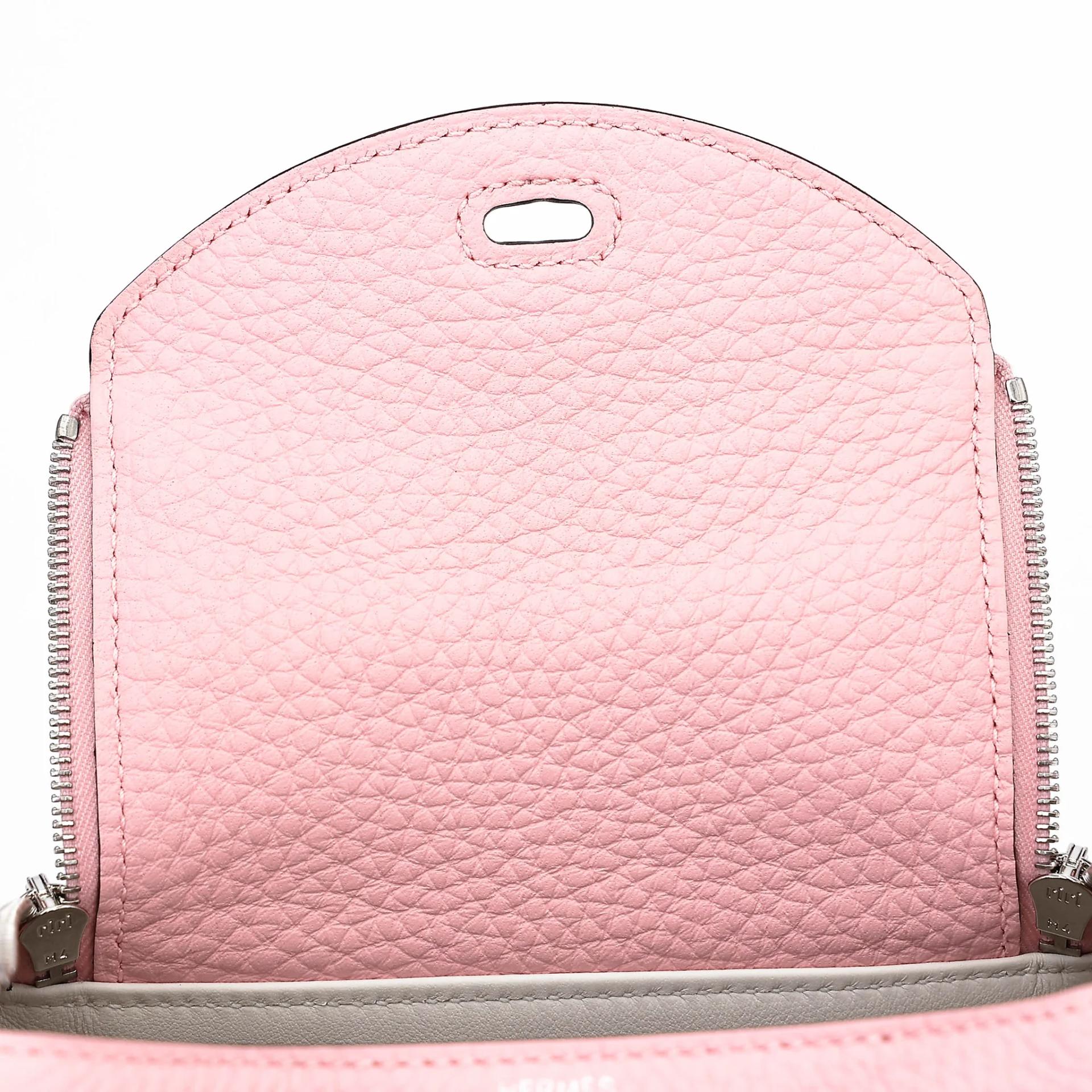 全新 HERMÈS 愛馬仕 Mini Lindy 二代 Verso 3Q 櫻花粉 Rose Sakura 80 珍珠灰 Gris Perle Clemence小牛皮 銀扣 G刻 2026年 - 13