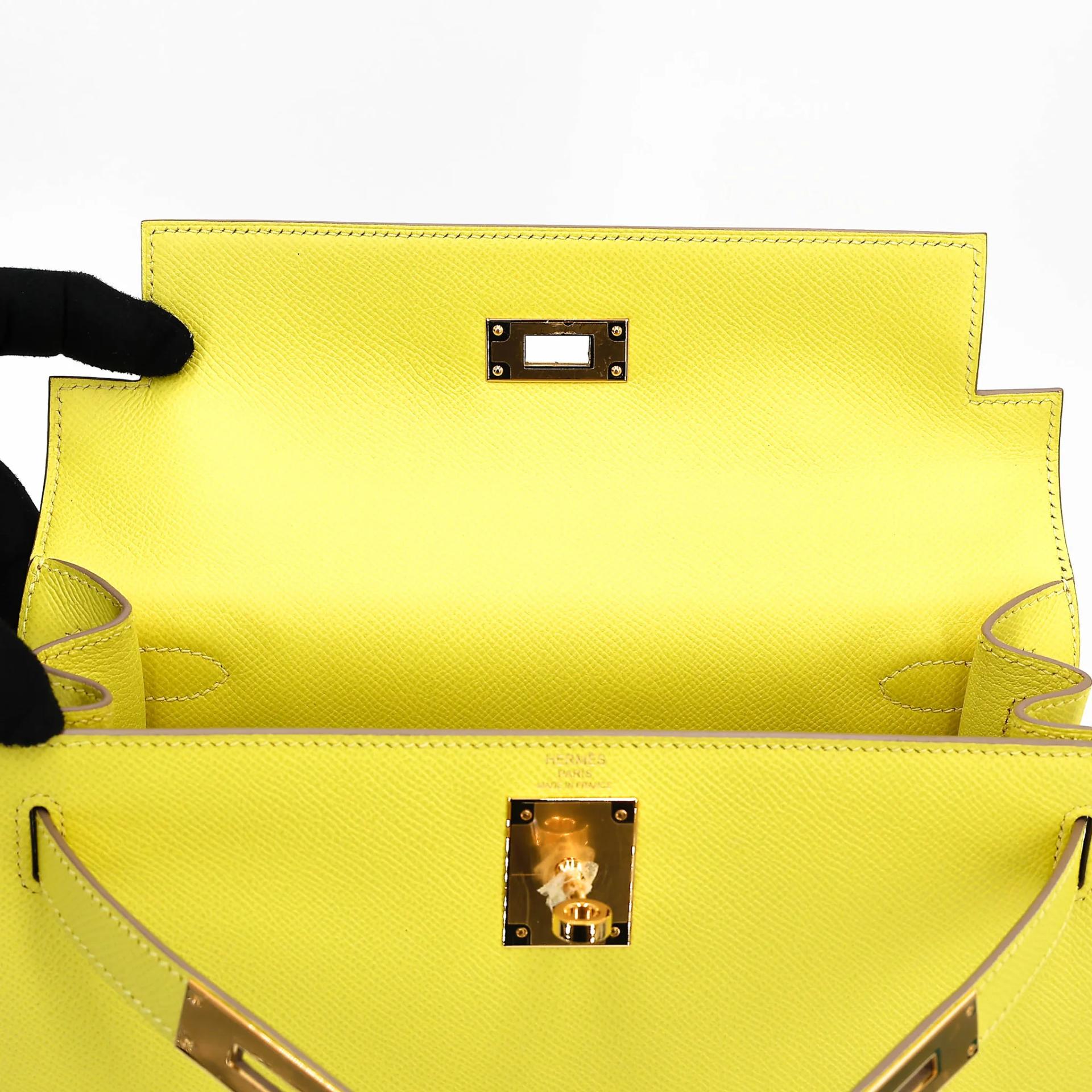 SA超美品 HERMÈS 愛馬仕 Kelly 28 外縫 9R 檸檬黃 Lime Epsom牛皮 金扣 D刻 2019年 - 12