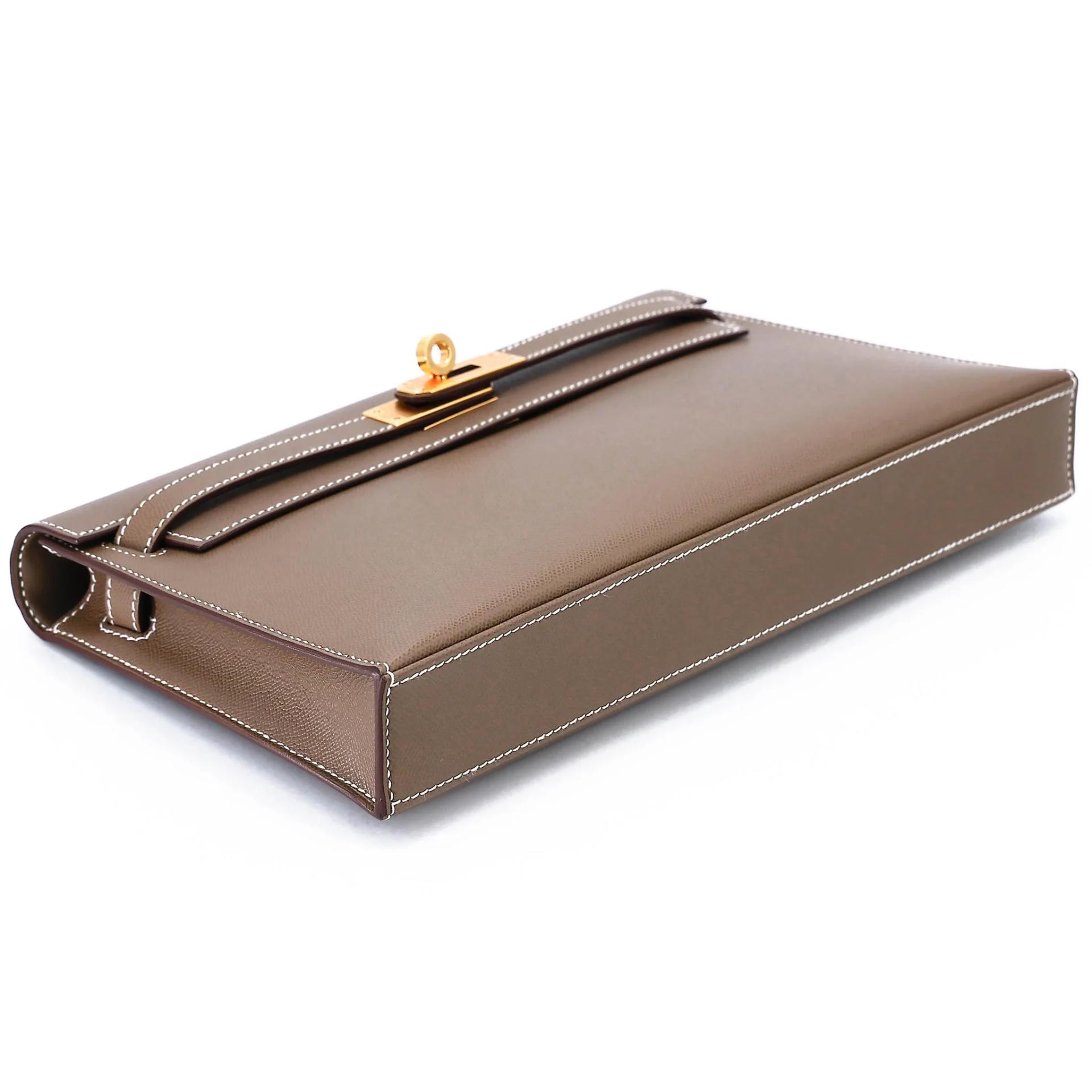 SA超美品 HERMÈS 愛馬仕 Kelly Elan 18 大象灰 Etoupe Madame皮 金扣 B刻 2023年 - 5