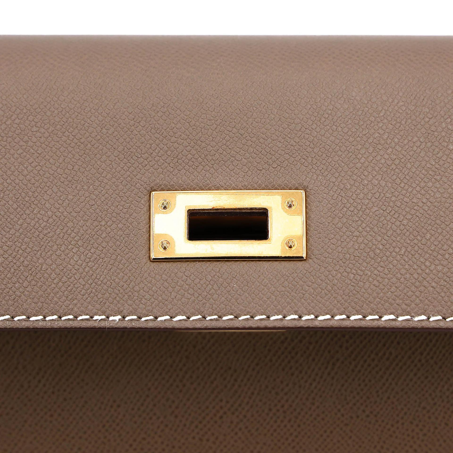 SA超美品 HERMÈS 愛馬仕 Kelly Elan 18 大象灰 Etoupe Madame皮 金扣 B刻 2023年 - 10