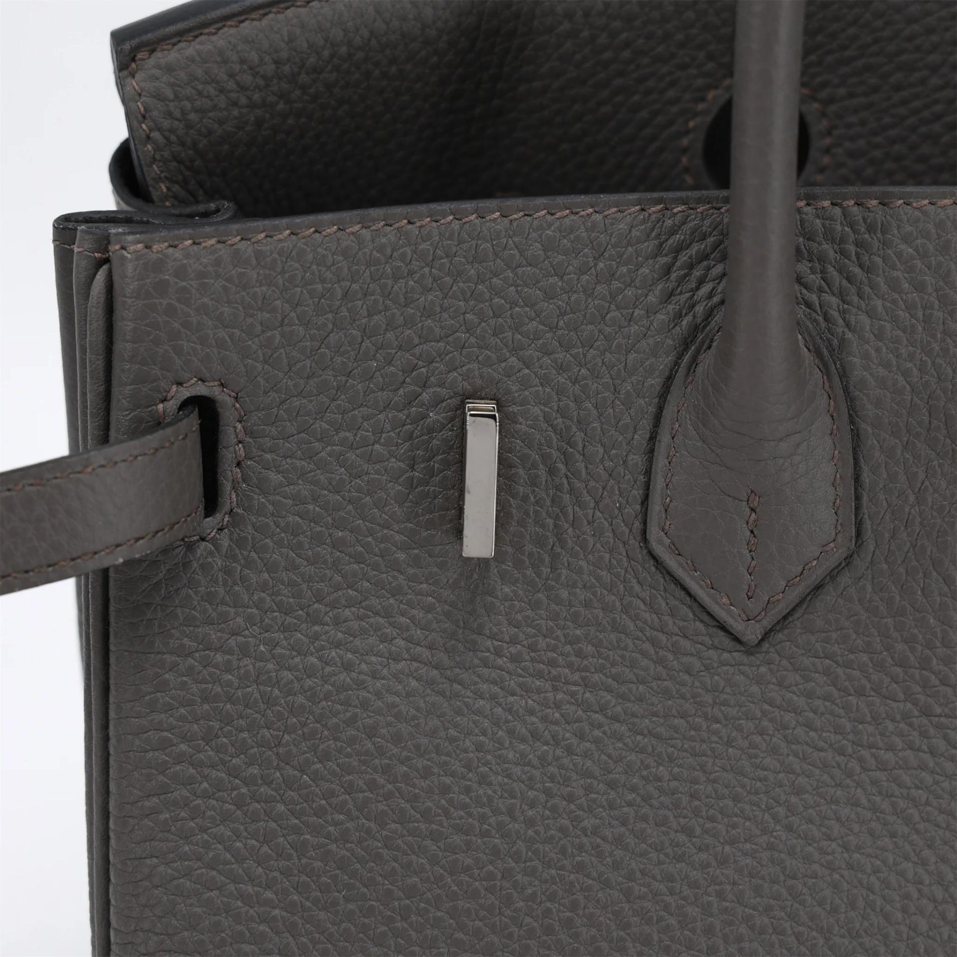 Very Good ( Rank A) HERMÈS Birkin 25 Etain (8F) Togo Palladium hardware D (2019) - 11