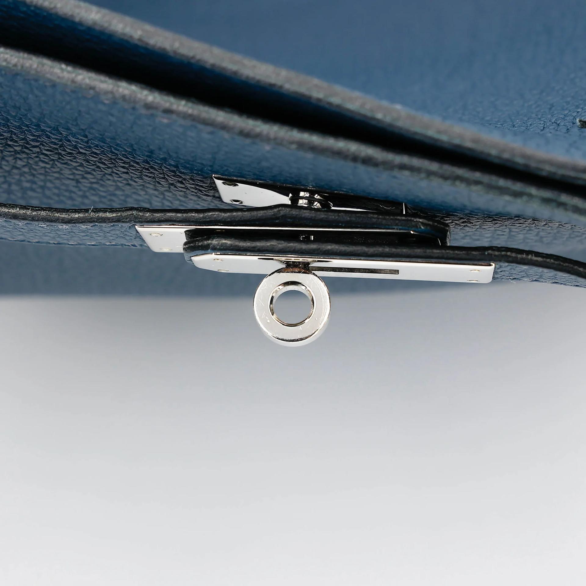A美品 HERMÈS 愛馬仕 So Kelly 22 7P 普魯士藍 Bleu De Prusse Togo小牛皮 銀扣 □M刻 2009年 - 25
