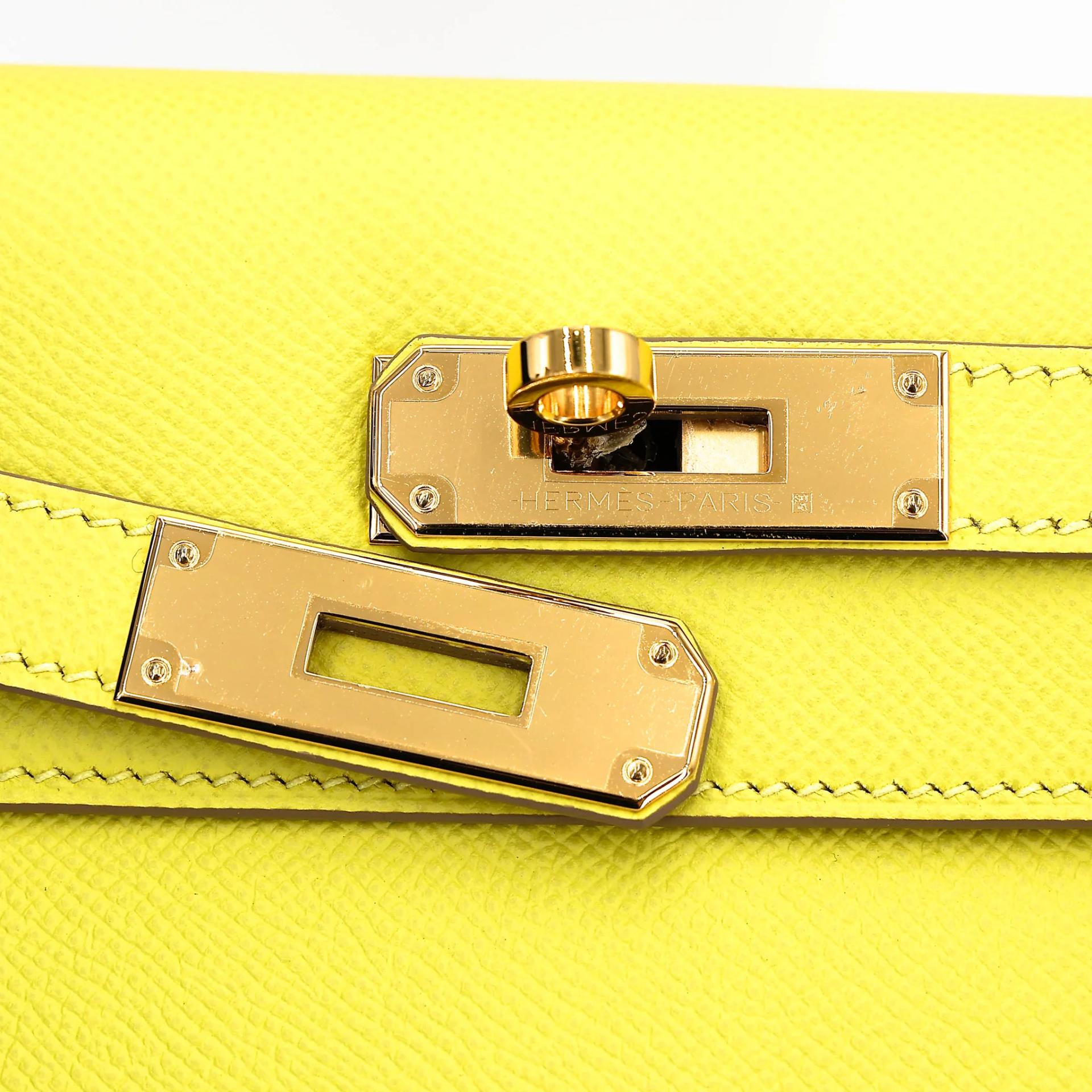 SA超美品 HERMÈS 愛馬仕 Kelly 28 外縫 9R 檸檬黃 Lime Epsom牛皮 金扣 D刻 2019年 - 8