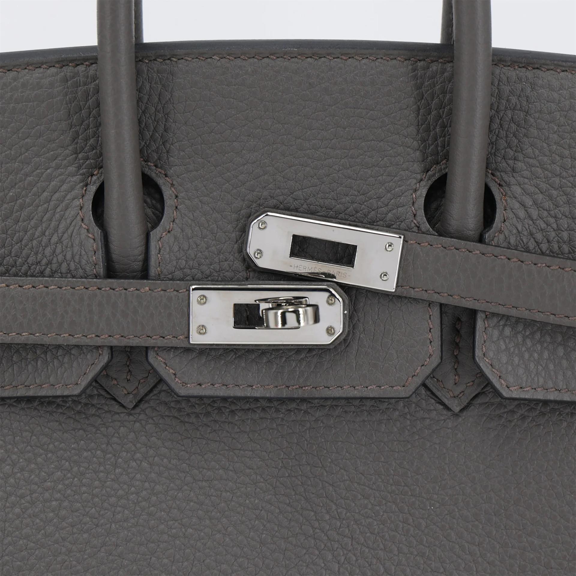 Very Good ( Rank A) HERMÈS Birkin 25 Etain (8F) Togo Palladium hardware D (2019) - 8