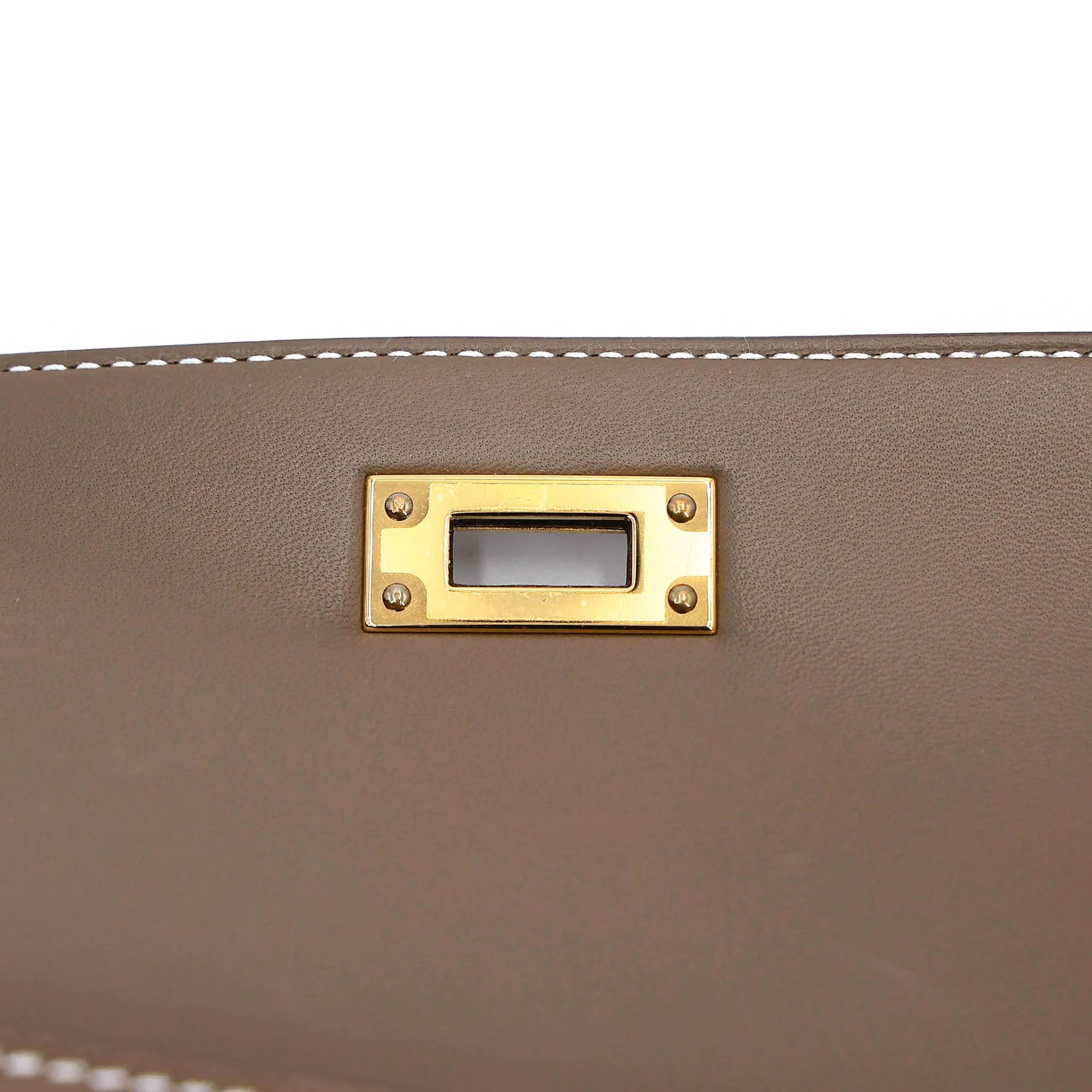 SA超美品 HERMÈS 愛馬仕 Kelly Elan 18 大象灰 Etoupe Madame皮 金扣 B刻 2023年 - 11