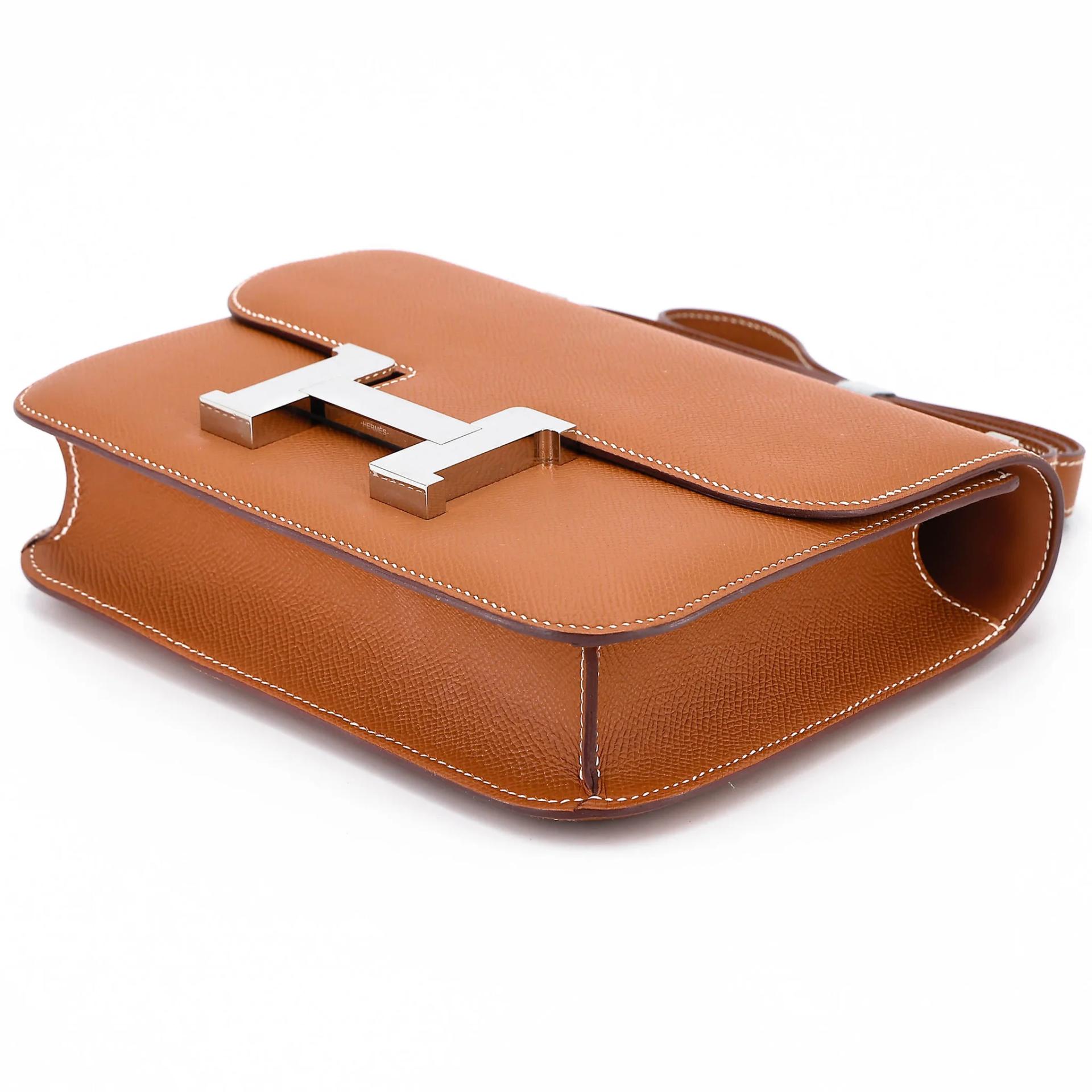 A美品 HERMÈS 愛馬仕 Constance 康康 24 Mirror 37 金棕色 Gold Epsom牛皮 銀扣 K刻 2025年 - 6
