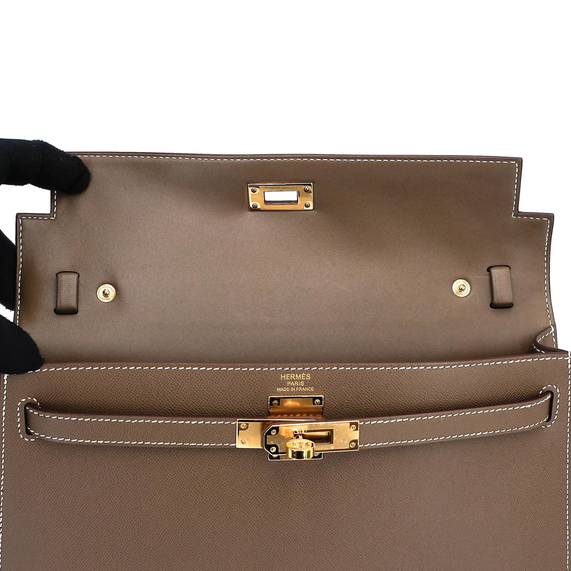 SA超美品 HERMÈS 愛馬仕 Kelly Elan 18 大象灰 Etoupe Madame皮 金扣 B刻 2023年 - 12