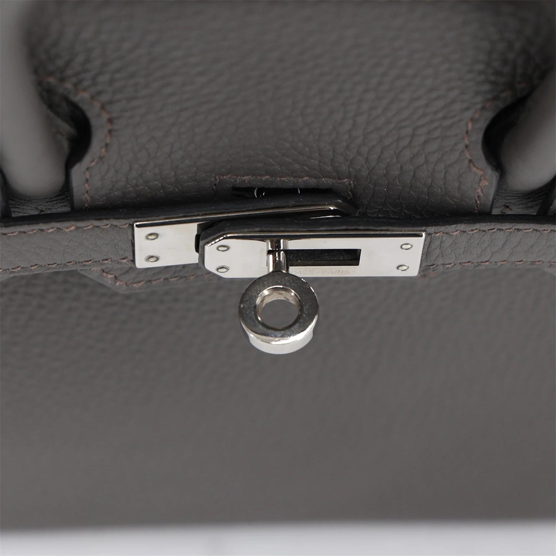 Very Good ( Rank A) HERMÈS Birkin 25 Etain (8F) Togo Palladium hardware D (2019) - 9