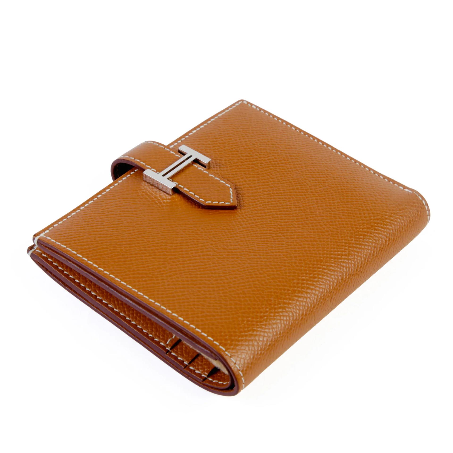 Very Good ( Rank A) HERMÈS Bearn Compact wallet Gold (37) Epsom Palladium hardware W (2024) - 3