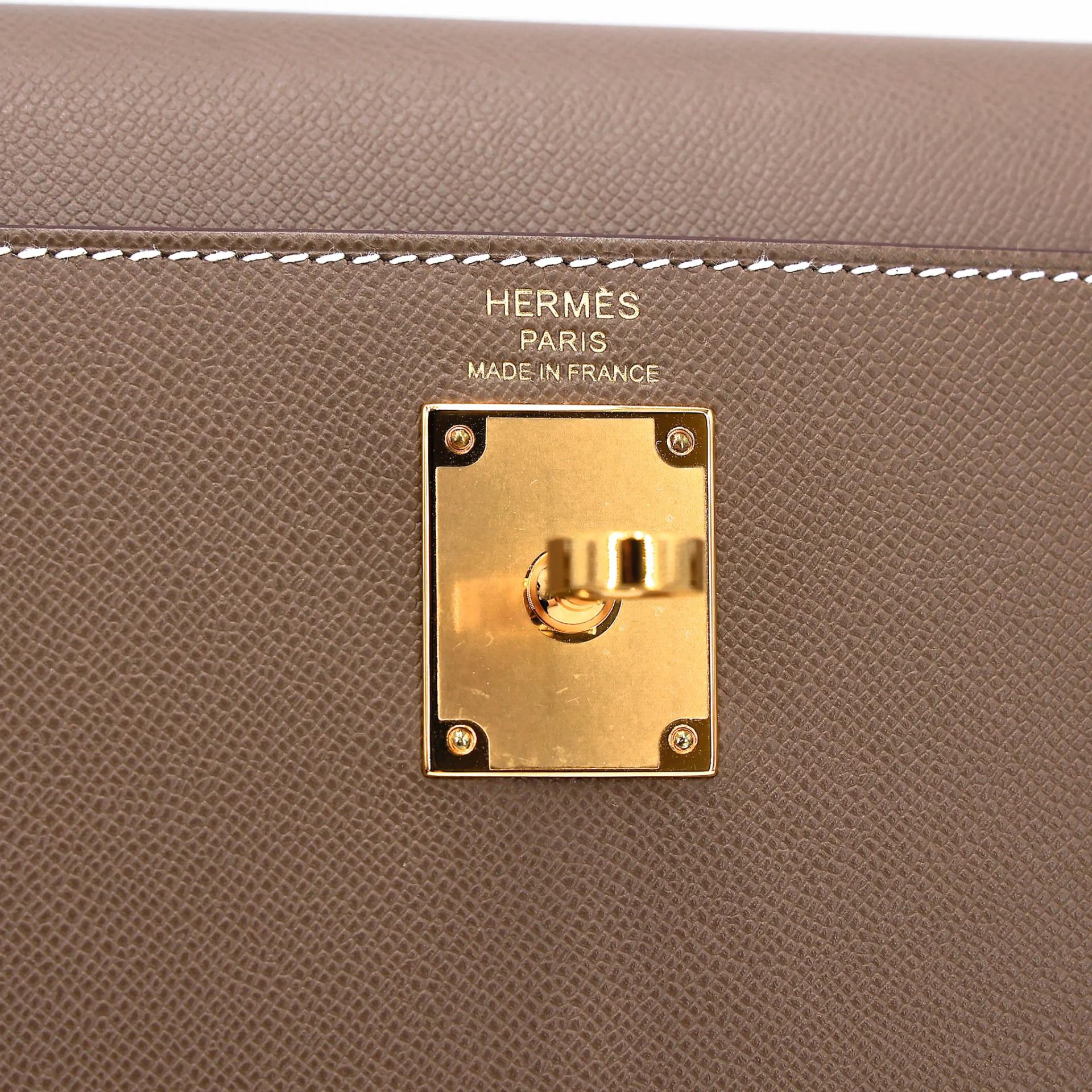 SA超美品 HERMÈS 愛馬仕 Kelly Elan 18 大象灰 Etoupe Madame皮 金扣 B刻 2023年 - 14