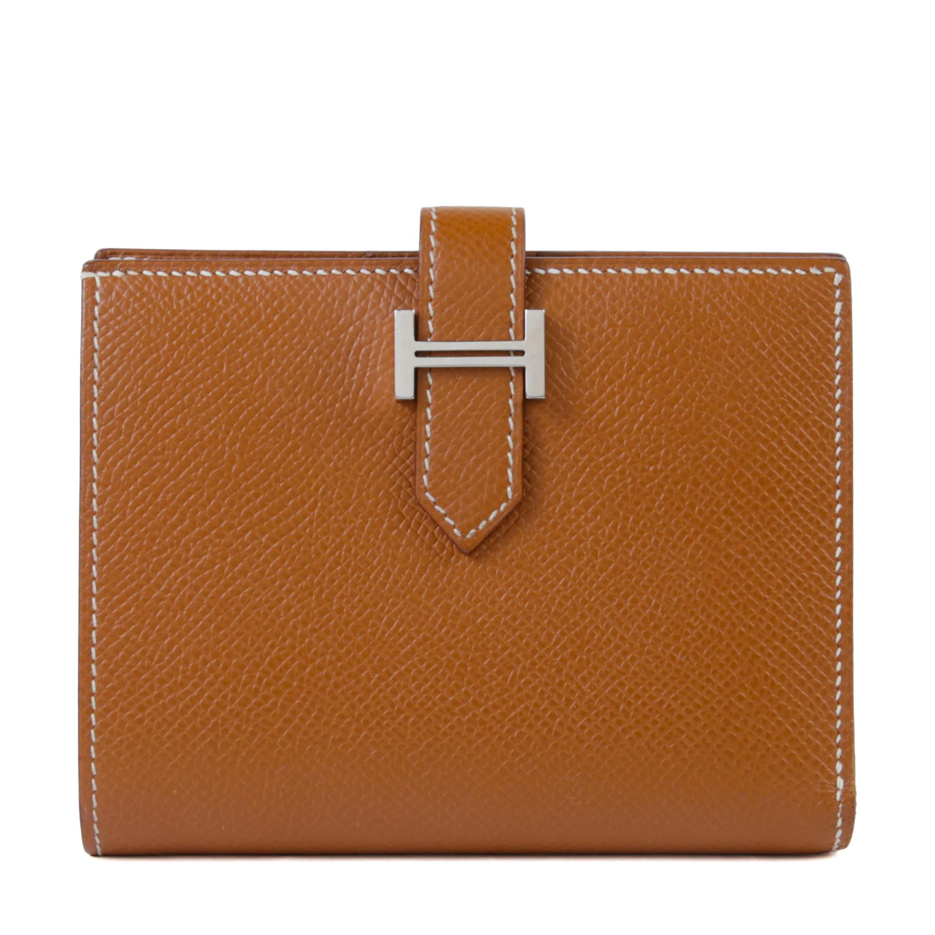Very Good ( Rank A) HERMÈS Bearn Compact wallet Gold (37) Epsom Palladium hardware W (2024) - 1
