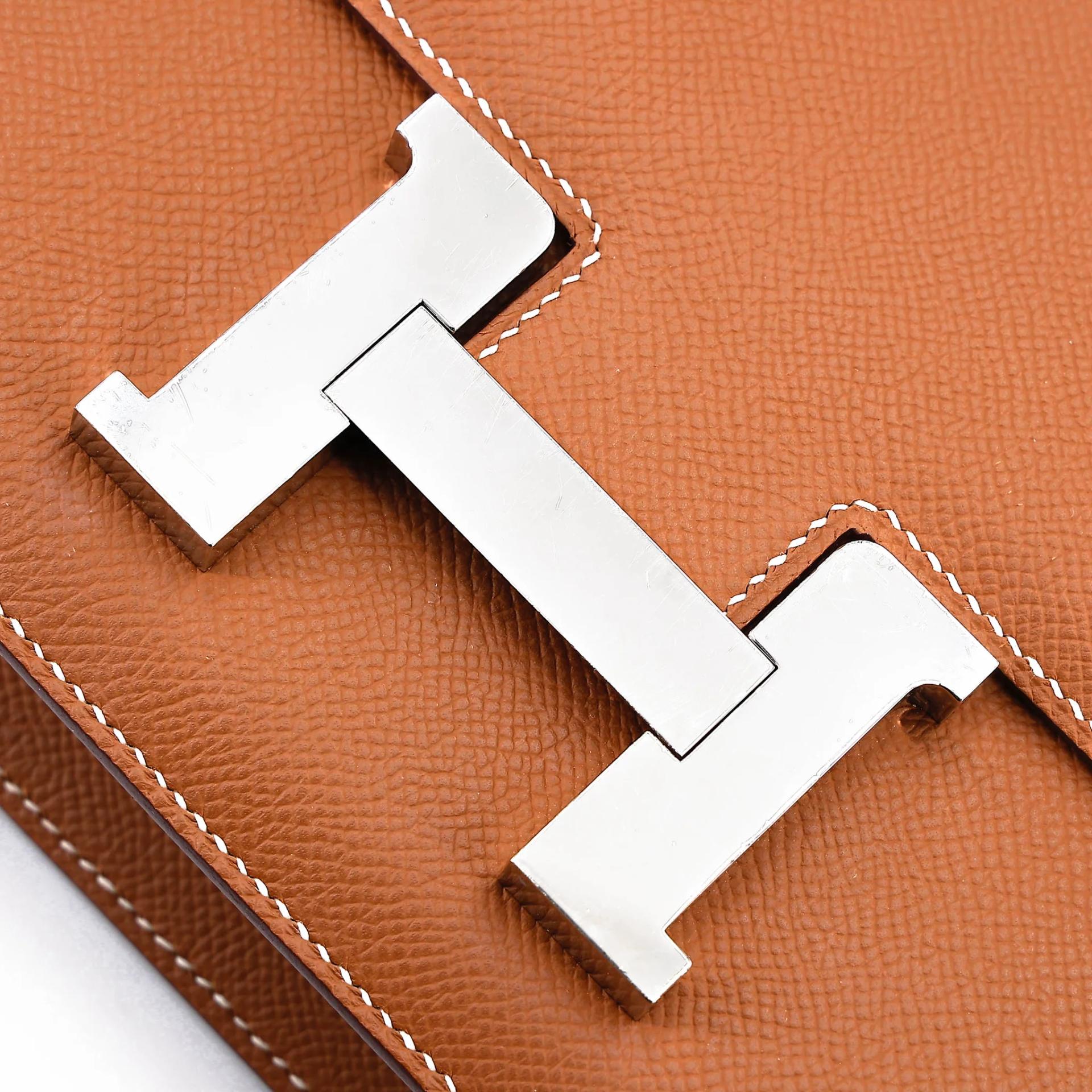 A美品 HERMÈS 愛馬仕 Constance 康康 24 Mirror 37 金棕色 Gold Epsom牛皮 銀扣 K刻 2025年 - 10
