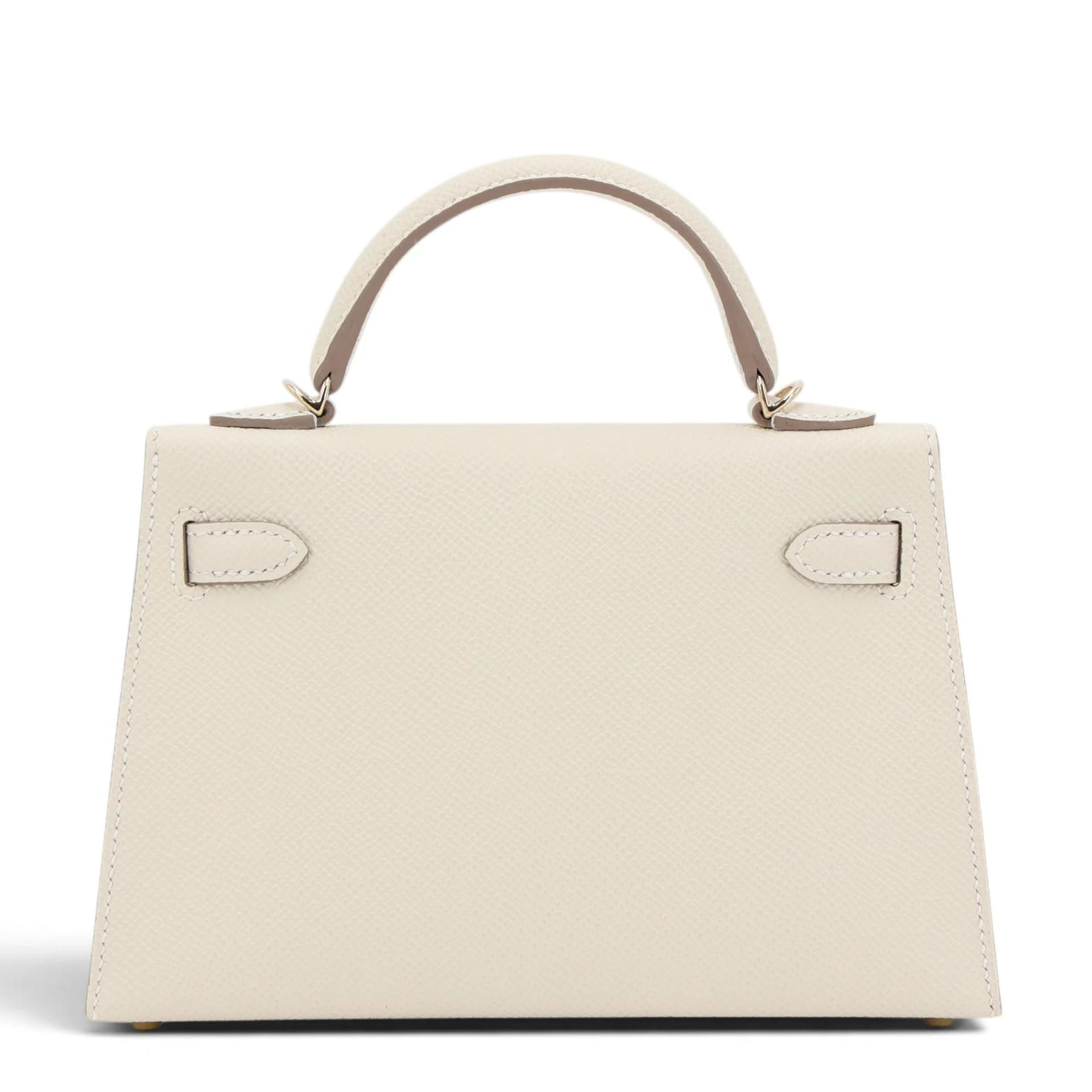 未使用保存品 HERMÈS 愛馬仕 Mini Kelly 二代 10 奶昔白 Craie Epsom牛皮 香檳金扣 W刻 2024年 - 2