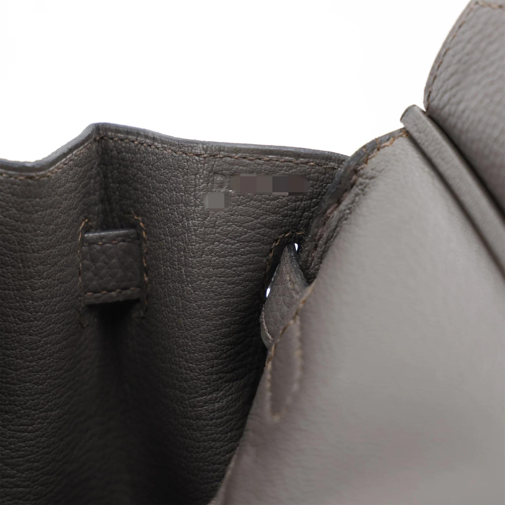 Very Good ( Rank A) HERMÈS Birkin 25 Etain (8F) Togo Palladium hardware D (2019) - 18