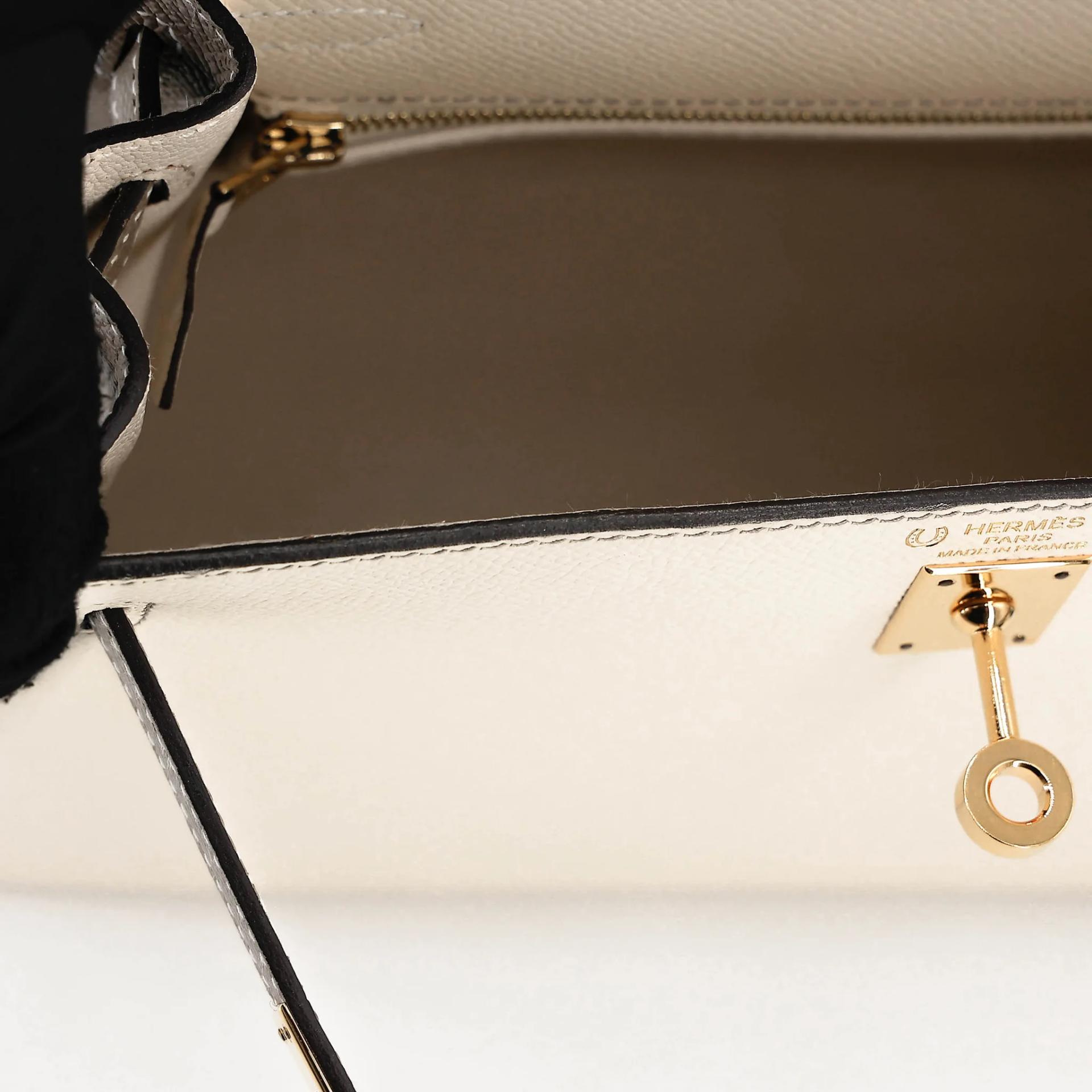 A美品 HERMÈS 愛馬仕 馬蹄印定制 Kelly 25 外縫 HSS 10 奶昔白 Craie M8 銀河灰 Gris Asphalte Epsom牛皮 金扣 U刻 2022年 - 20