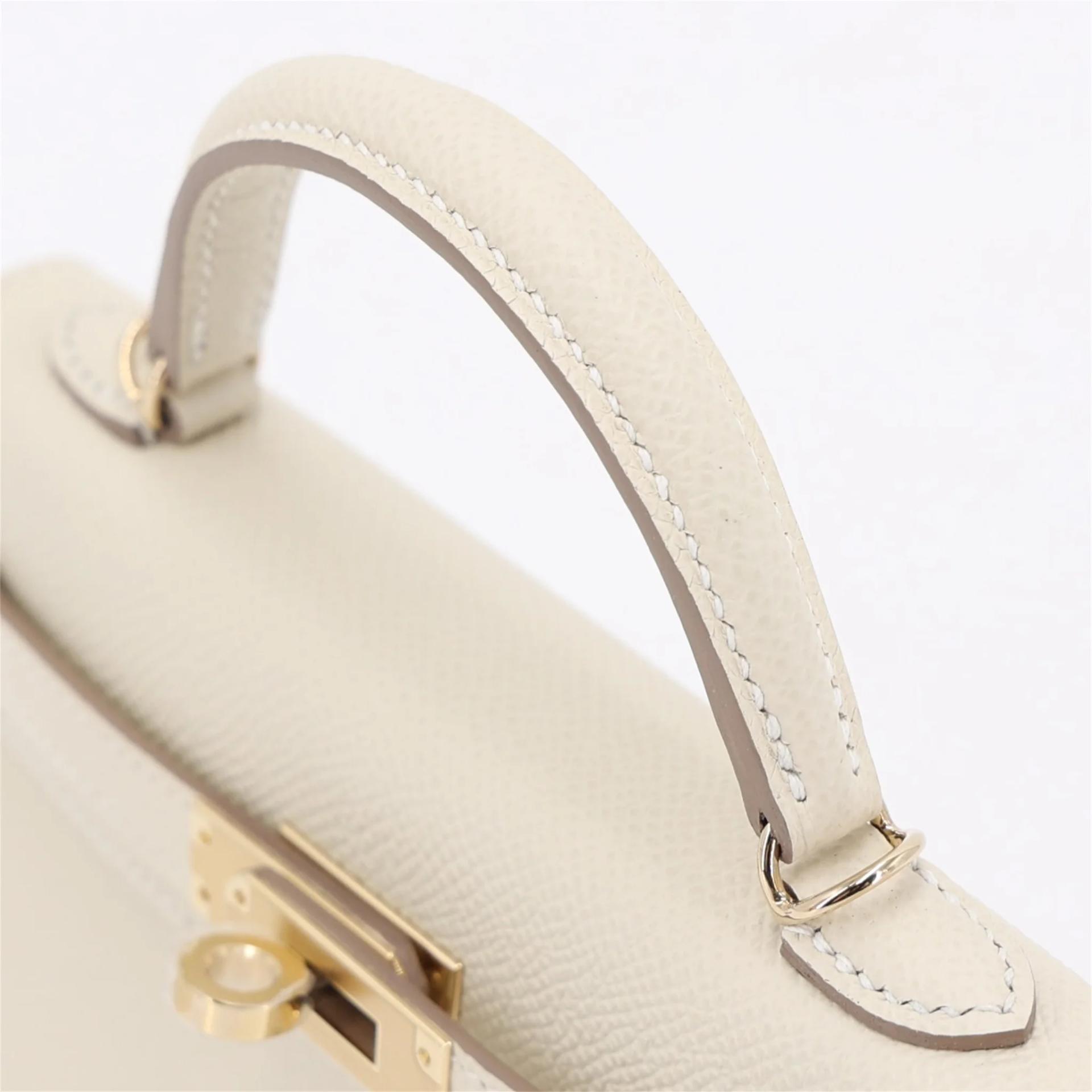 未使用保存品 HERMÈS 愛馬仕 Mini Kelly 二代 10 奶昔白 Craie Epsom牛皮 香檳金扣 W刻 2024年 - 3