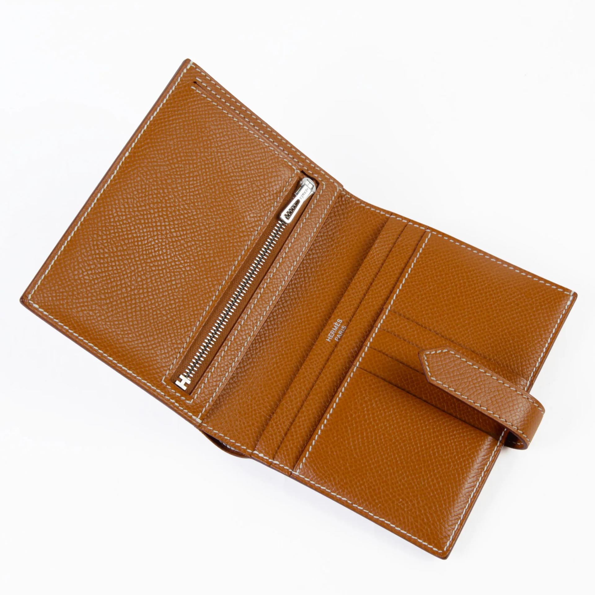 Very Good ( Rank A) HERMÈS Bearn Compact wallet Gold (37) Epsom Palladium hardware W (2024) - 8